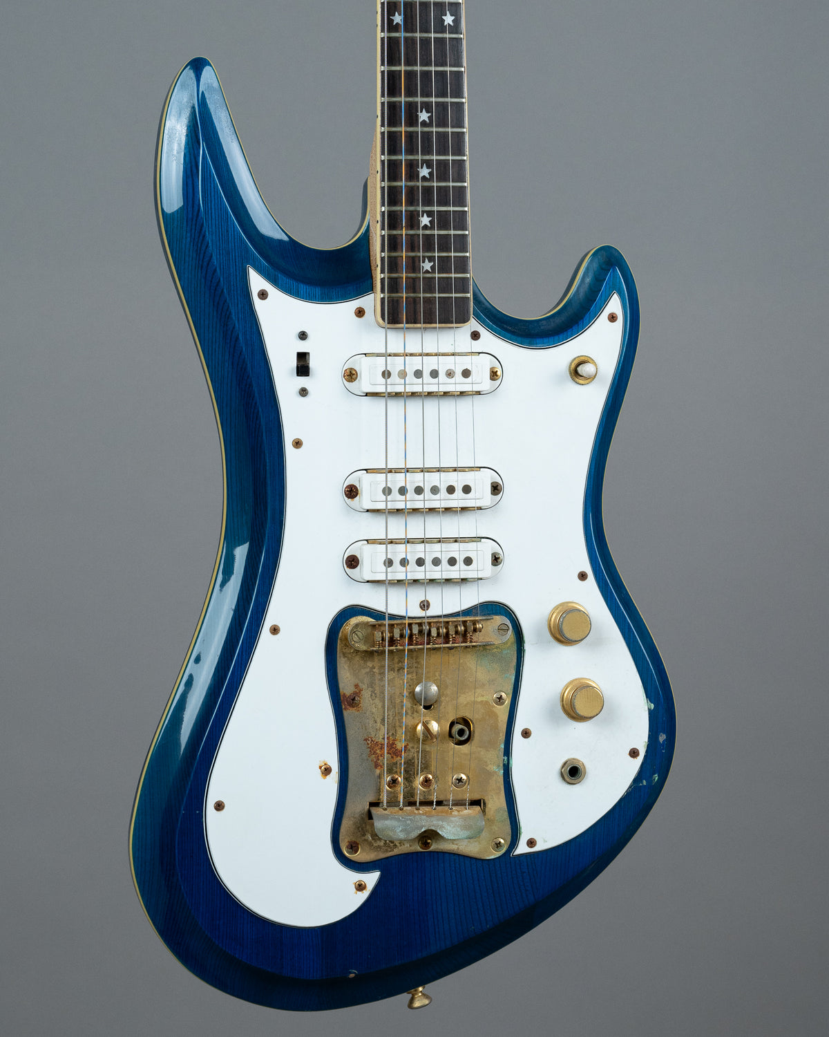 c1970s Guyatone LG-350T Custom  'Sharp 5'  (Japan, Transluscent Blue, OHSC)