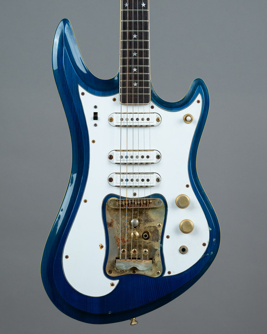 c1970s Guyatone LG-350T Custom  'Sharp 5'  (Japan, Transluscent Blue, OHSC)