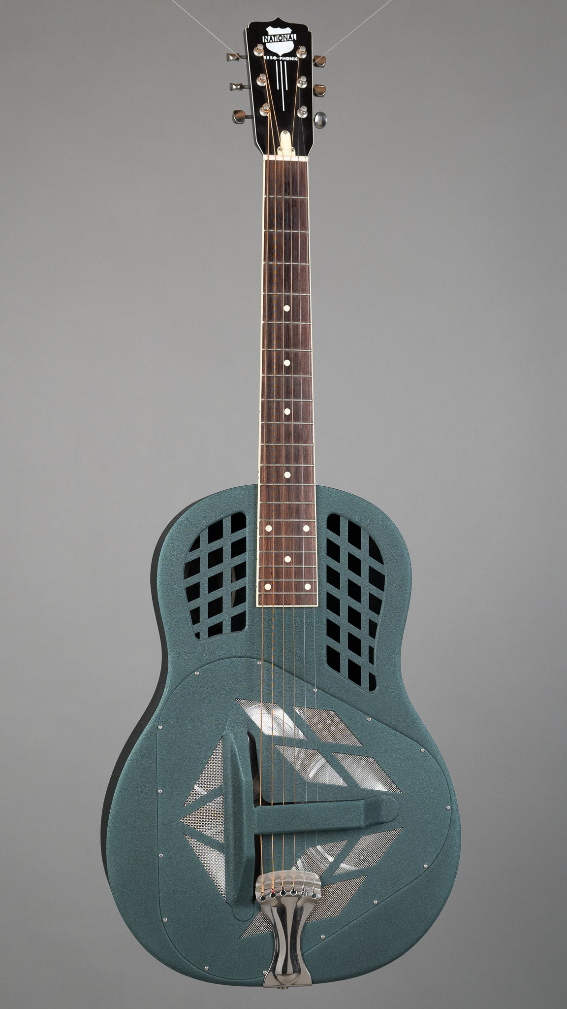 c1998 National Reso-Phonic Polychrome Tricone Resonator (USA, Forest Green Powdercoat, HSC)