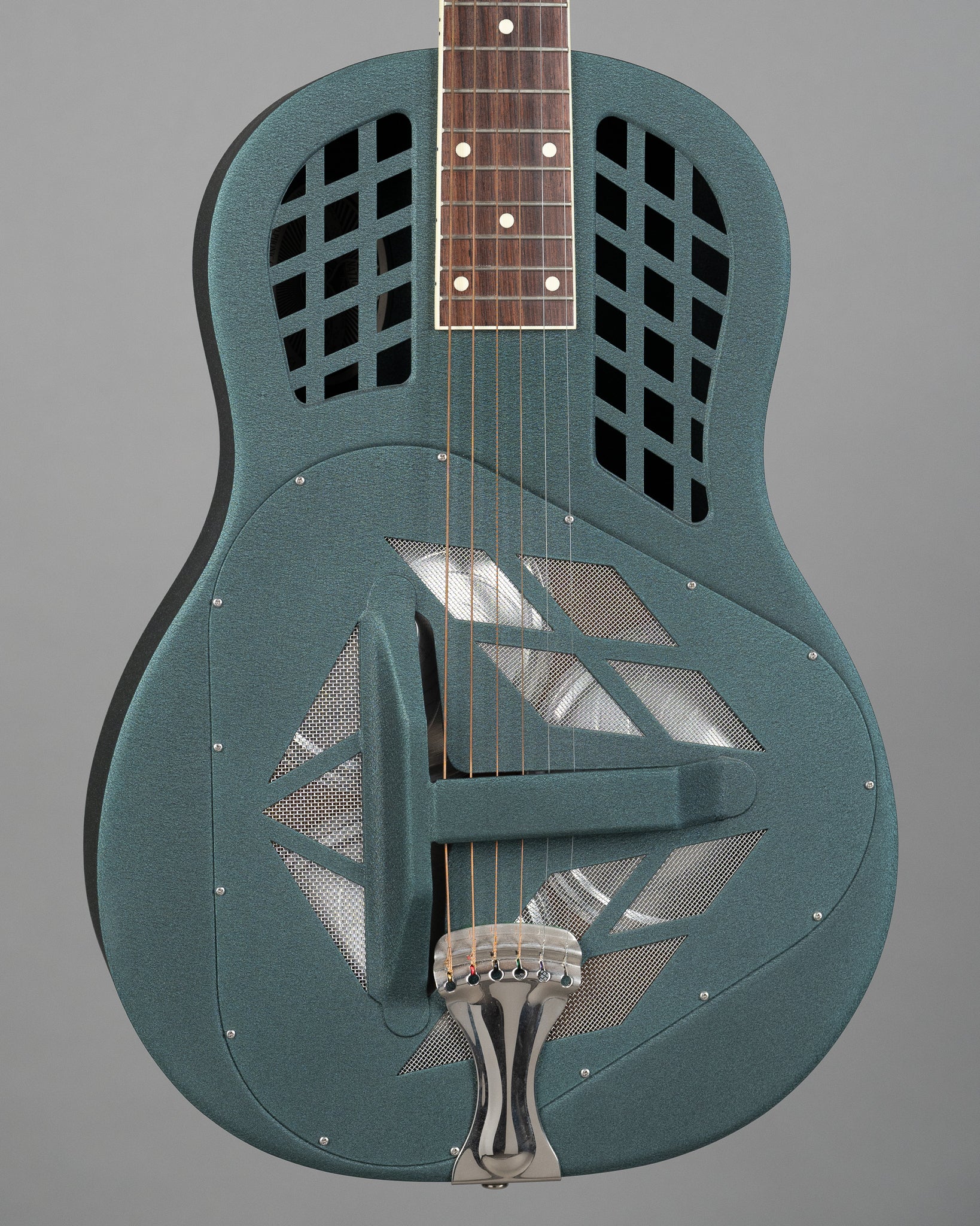 c1998 National Reso-Phonic Polychrome Tricone Resonator (USA, Forest Green Powdercoat, HSC)