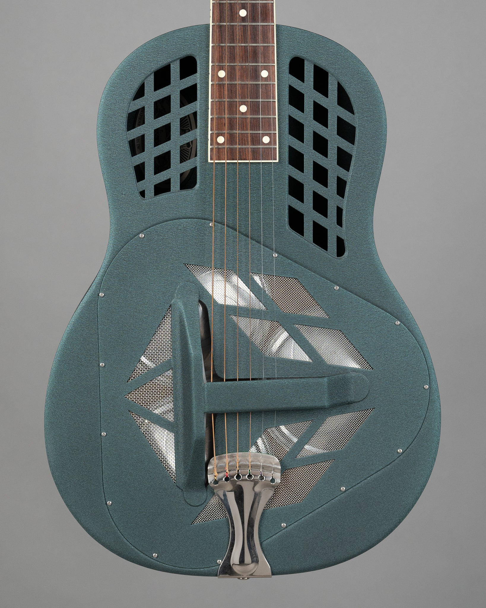 c1998 National Reso-Phonic Polychrome Tricone Resonator (USA, Forest Green Powdercoat, HSC)