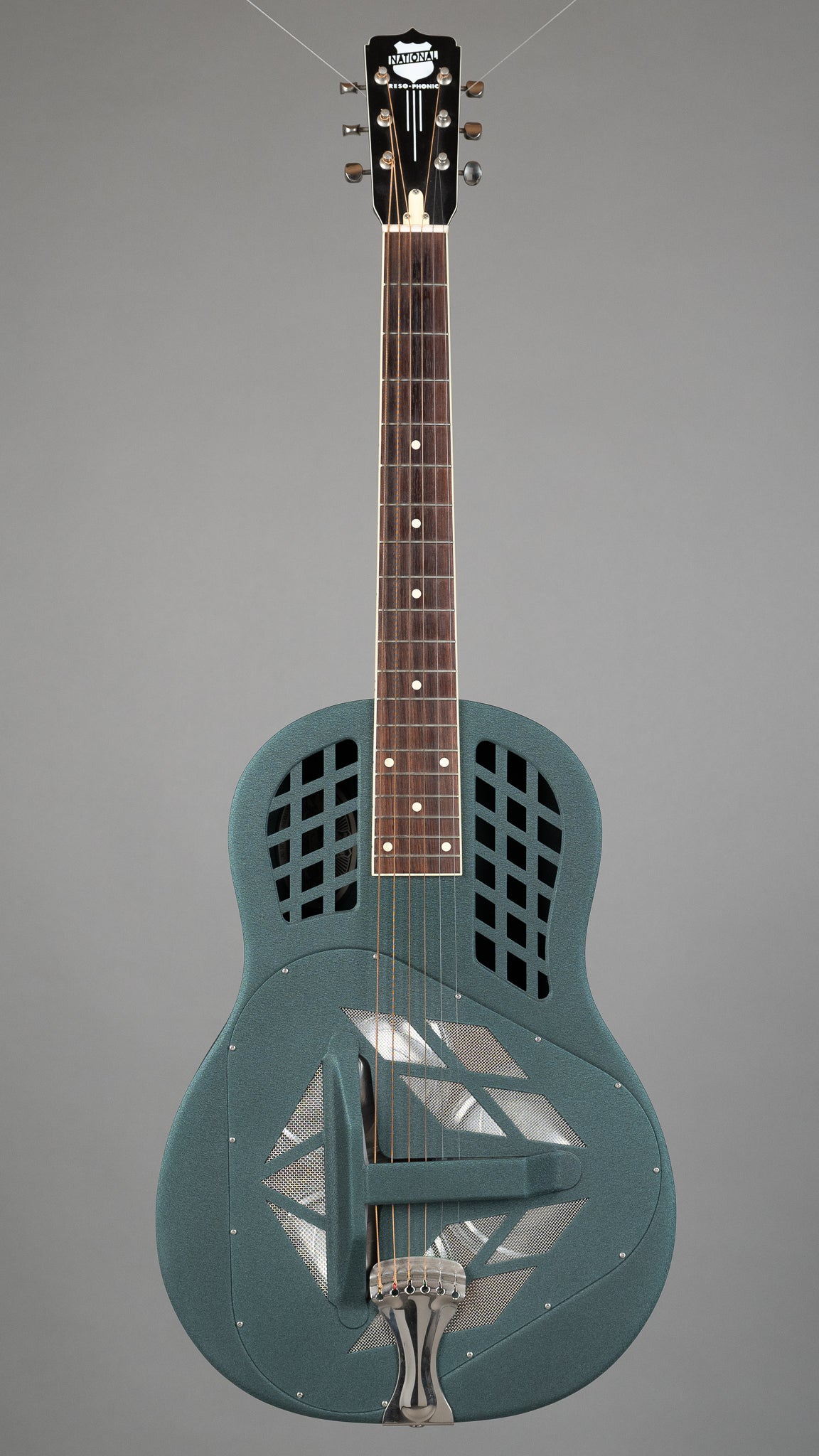 c1998 National Reso-Phonic Polychrome Tricone Resonator (USA, Forest Green Powdercoat, HSC)