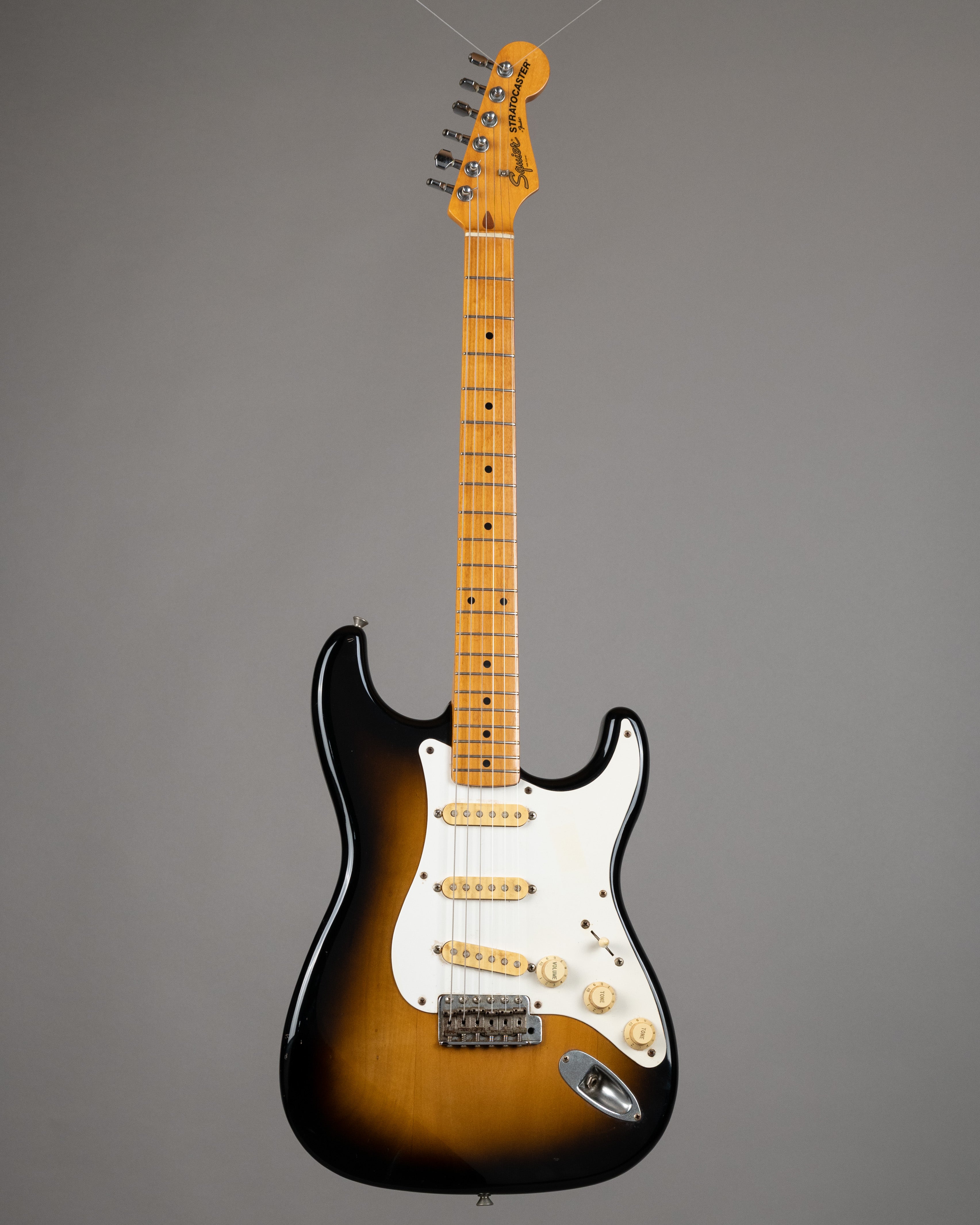 c1987 Squier Stratocaster (Japan, 2 Tone Sunburst, Gig Bag)