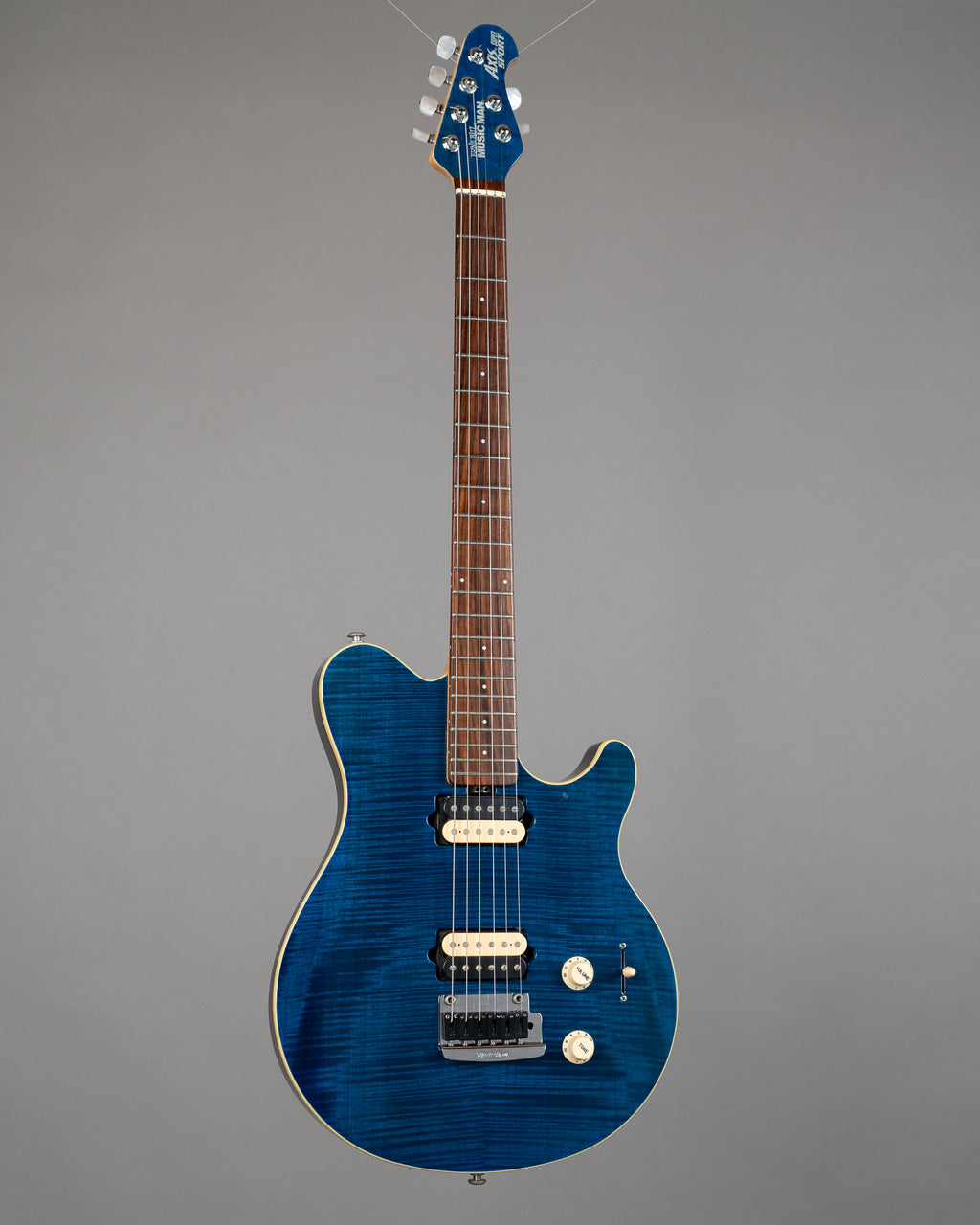 2009 Ernie Ball Music Man Axis Super Sport HH (USA, Transparent Blue, OHSC) #G48117