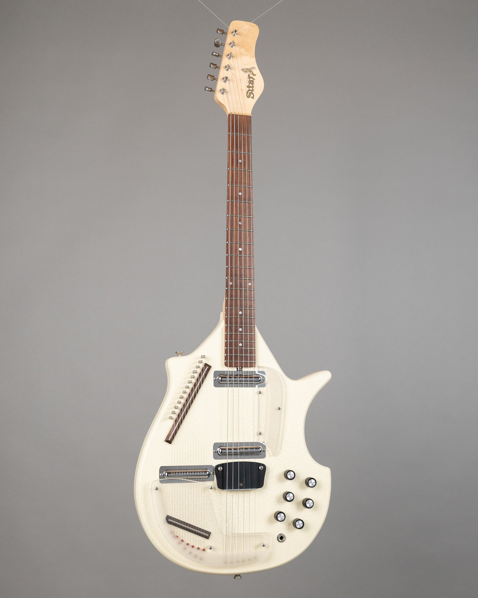 c2000s Jerry Jones Electric Sitar (USA, White Crackle, Gig Bag)