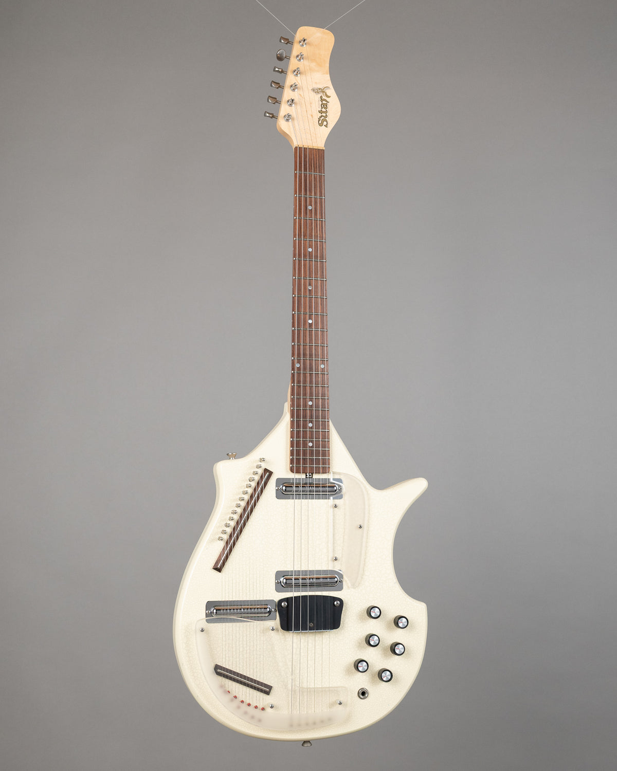 c2000s Jerry Jones Electric Sitar (USA, White Crackle, Gig Bag)