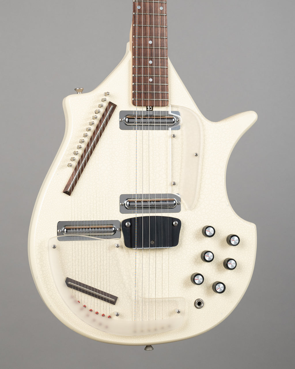c2000s Jerry Jones Electric Sitar (USA, White Crackle, Gig Bag)