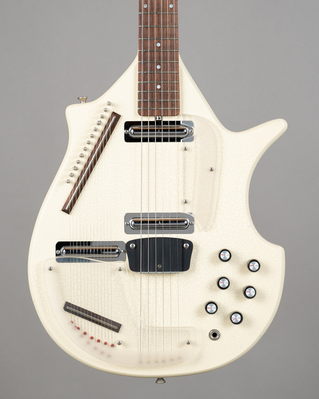 c2000s Jerry Jones Electric Sitar (USA, White Crackle, Gig Bag)