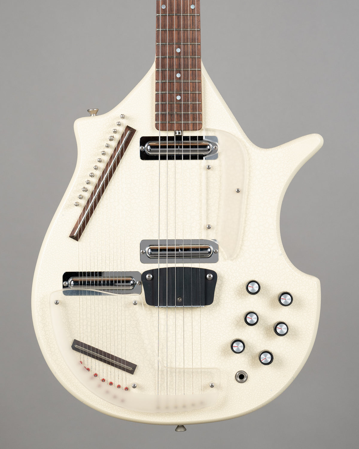 c2000s Jerry Jones Electric Sitar (USA, White Crackle, Gig Bag)