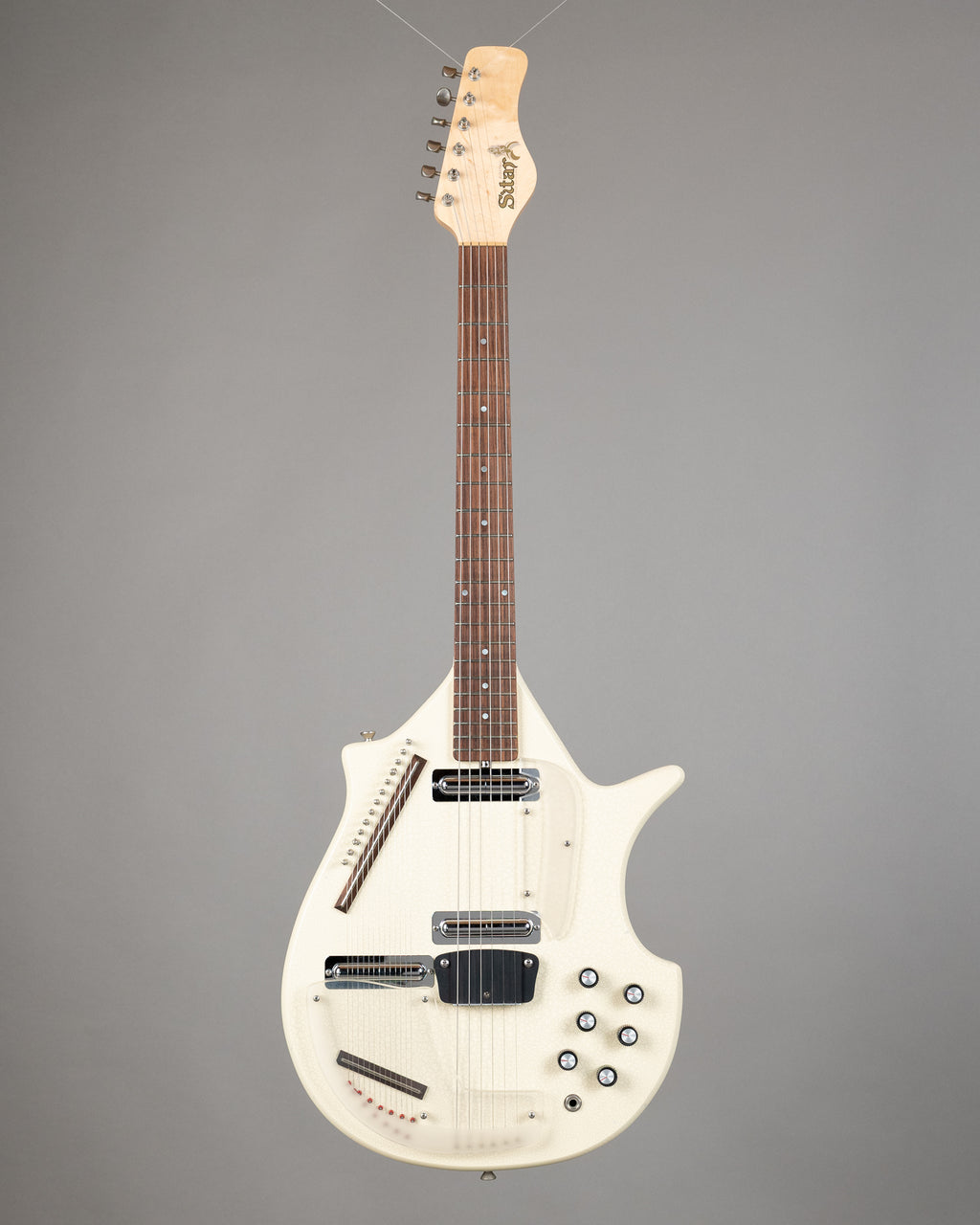 c2000s Jerry Jones Electric Sitar (USA, White Crackle, Gig Bag)