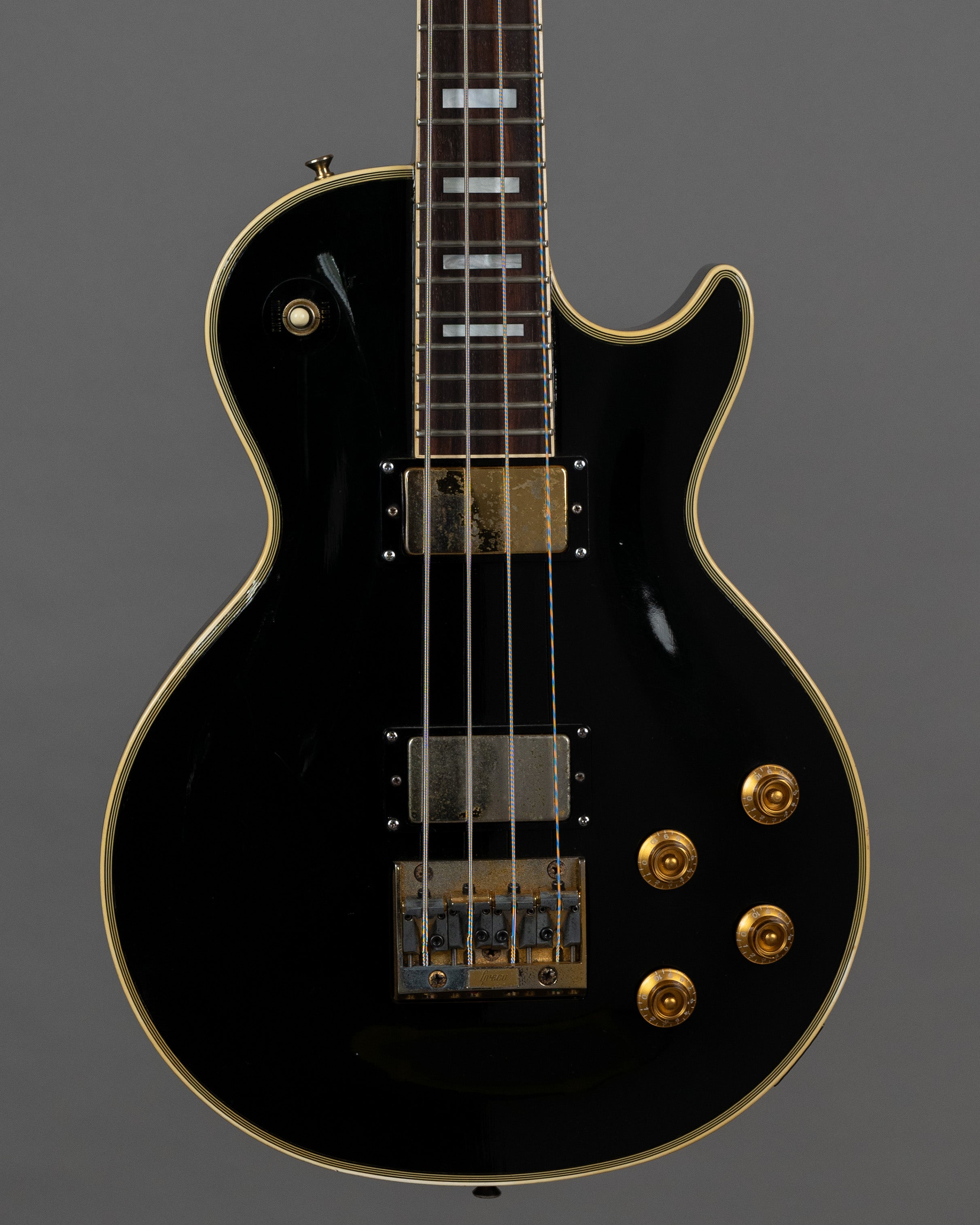 c1992 Greco EGB-100 Les Paul Custom Bass (Japan, Black, TKL Case)