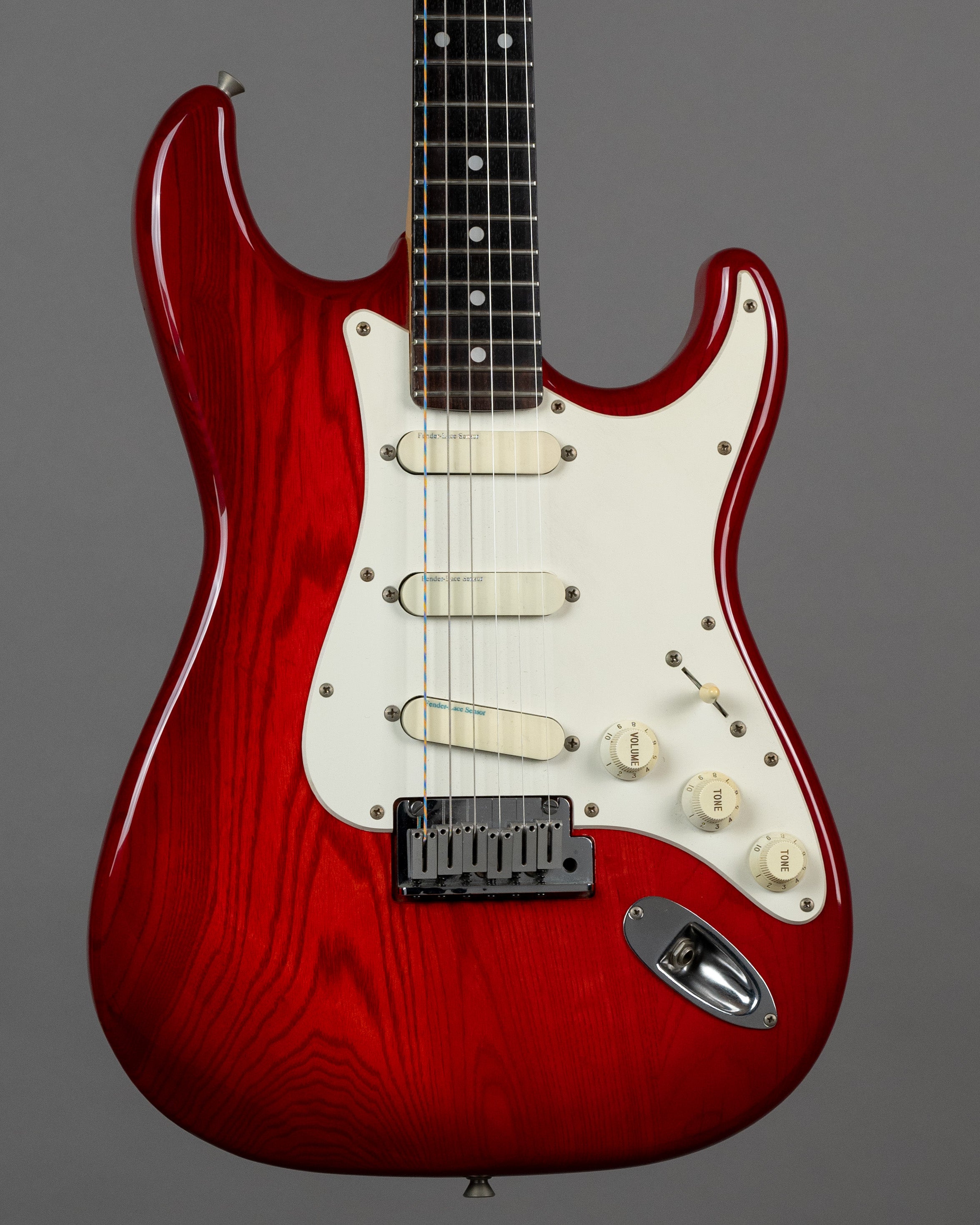 c1990 Fender STR-850LS Stratocaster (Japan, See Through Red, Lace Sens