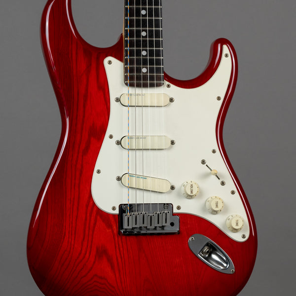 c1990 Fender STR-850LS Stratocaster (Japan, See Through Red, Lace Sens