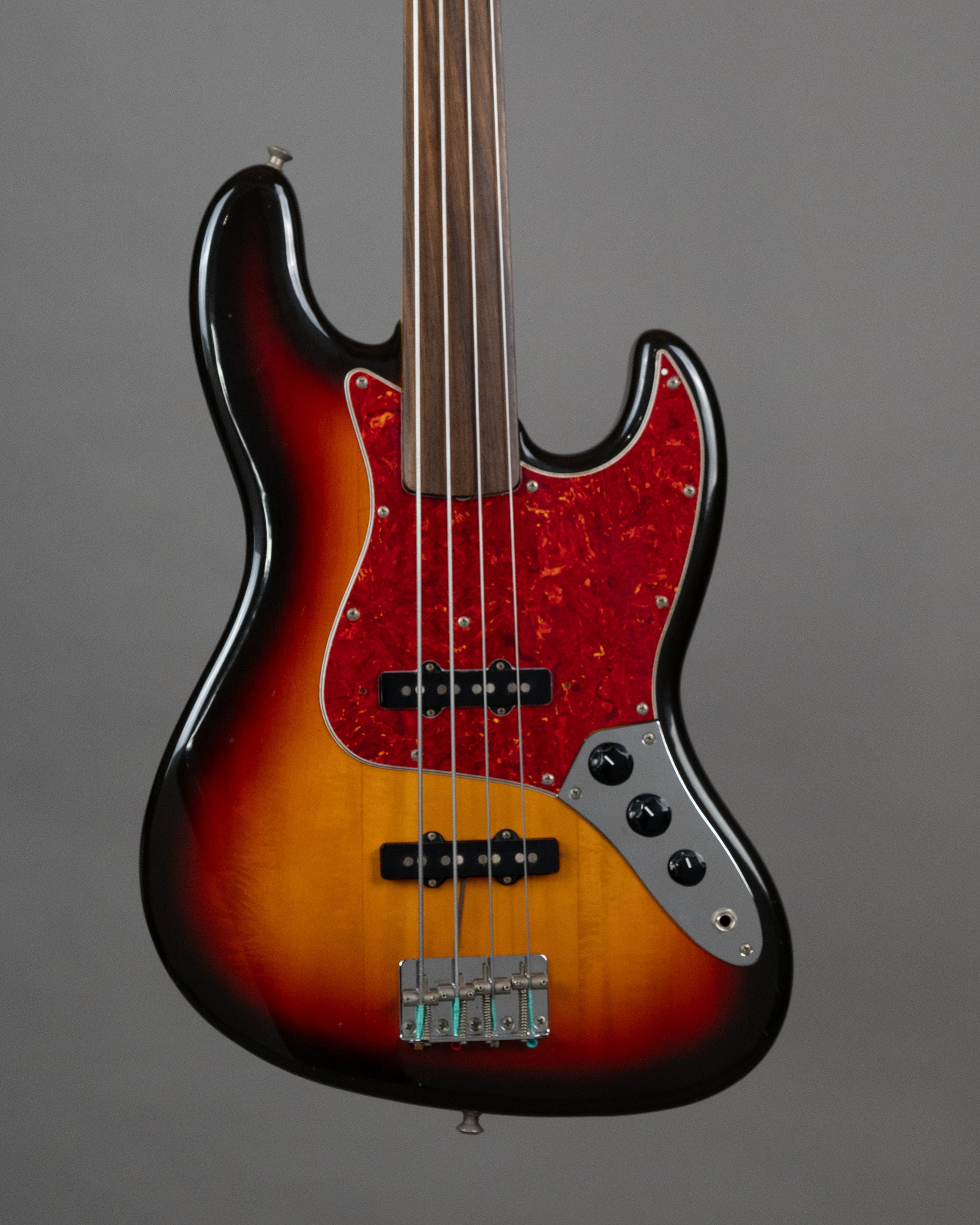 c1989 Fender JB62-60FL Unlined Fretless Jazz Bass (Japan, Sunburst)