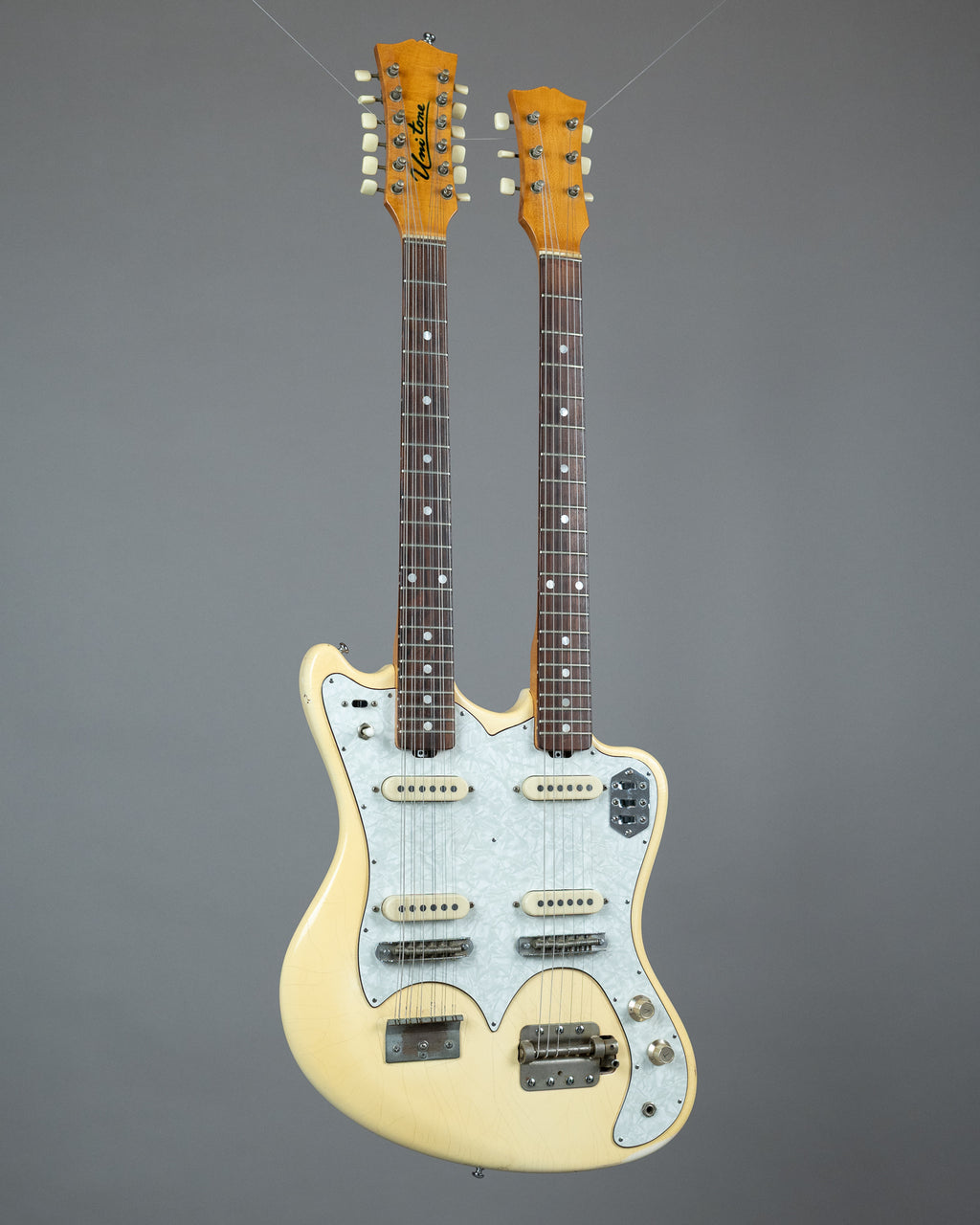 c1965 Uni Tone (Astro Tone / Guyatone) Double Neck (Japan, White, OHSC)