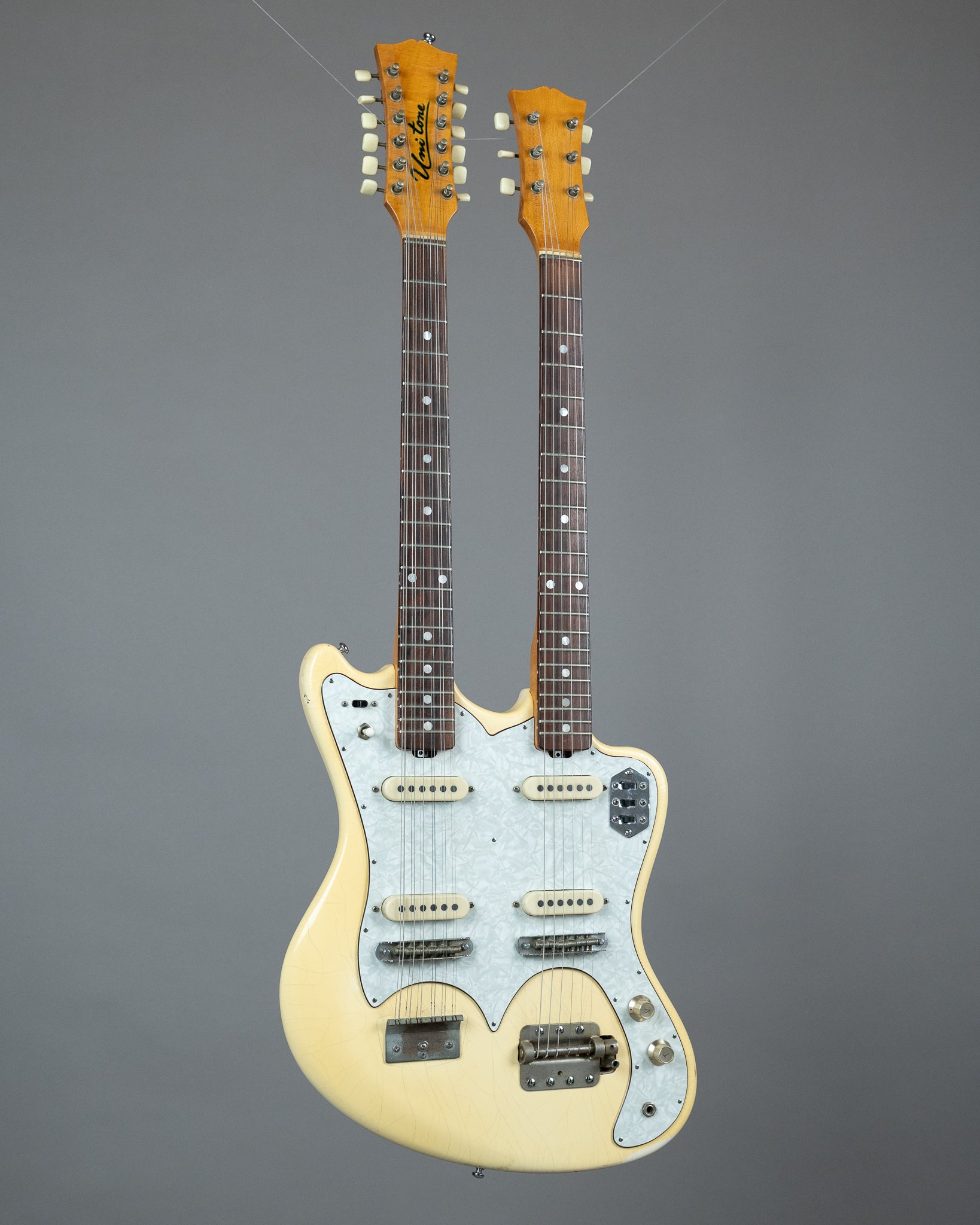 c1965 Uni Tone (Astro Tone / Guyatone) Double Neck (Japan, White, OHSC)