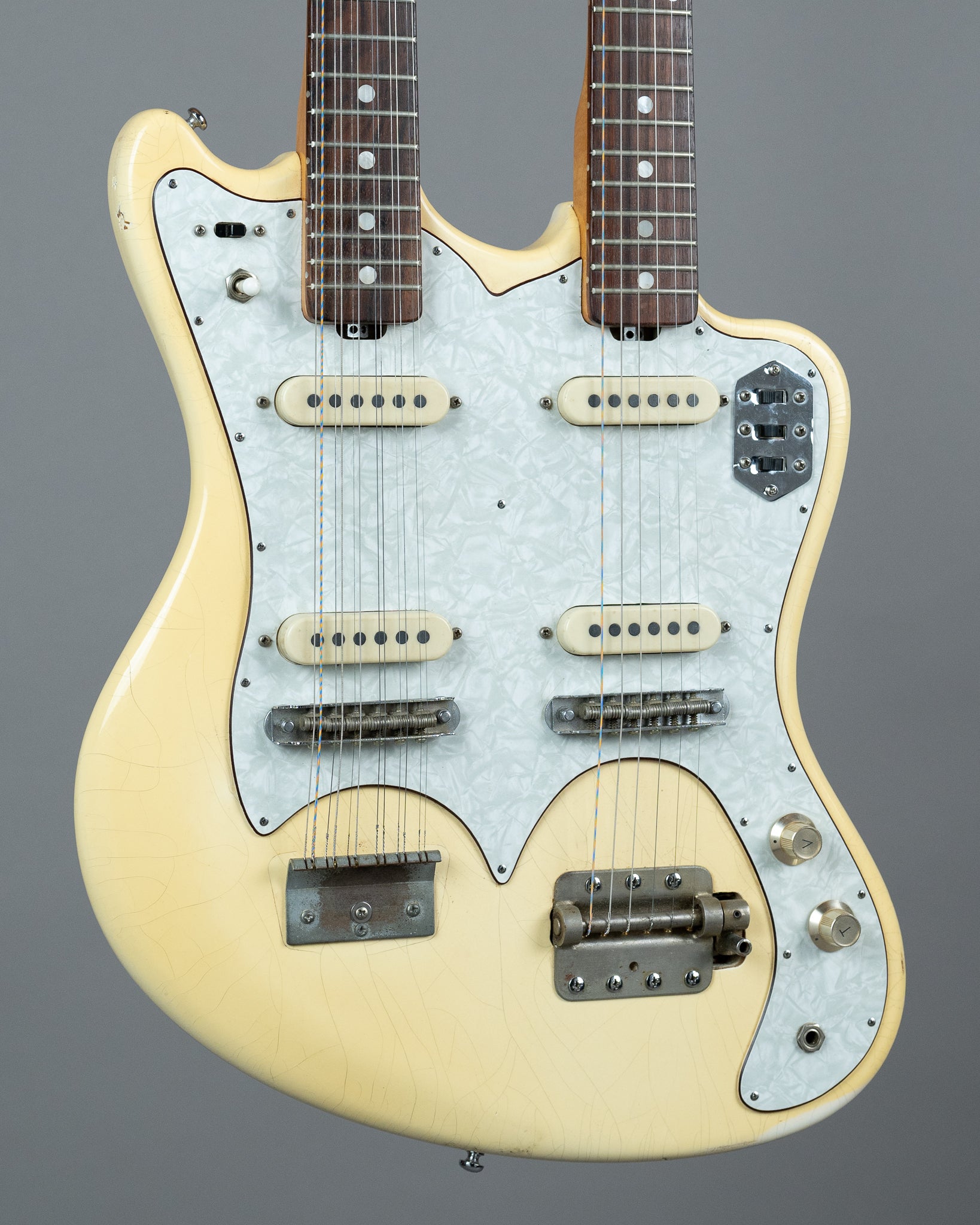c1965 Uni Tone (Astro Tone / Guyatone) Double Neck (Japan, White, OHSC)