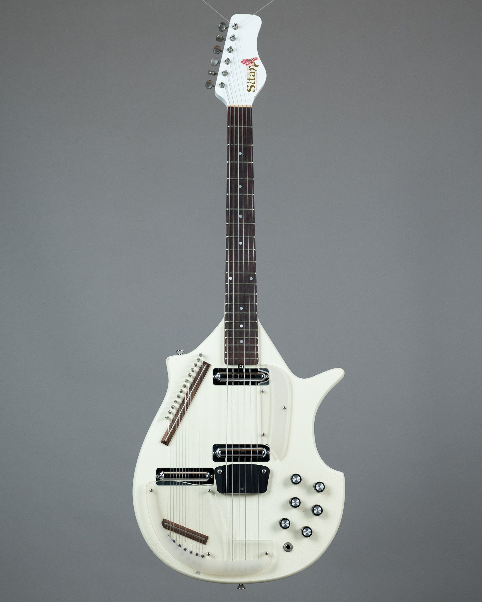 c2000s Jerry Jones Electric Sitar (USA, White Crackle, OHSC)