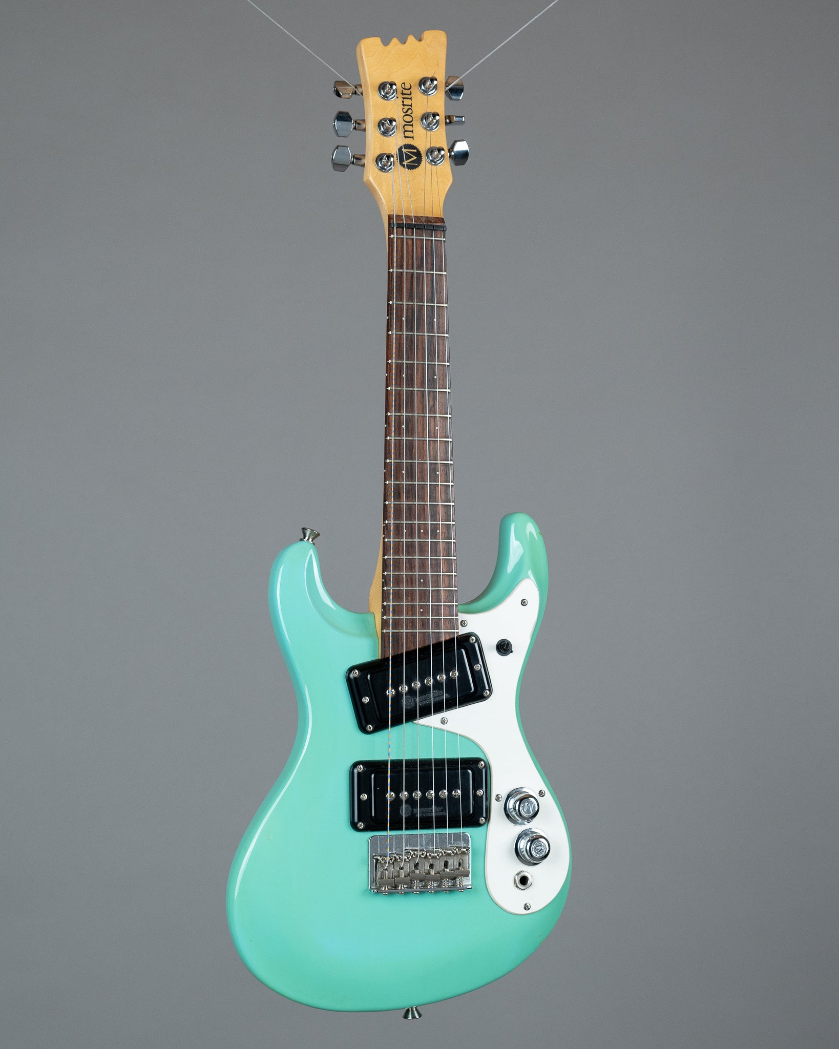 c1990s Mosrite Mini Electric Guitar (Japan, Seafoam Green, Gig Bag)