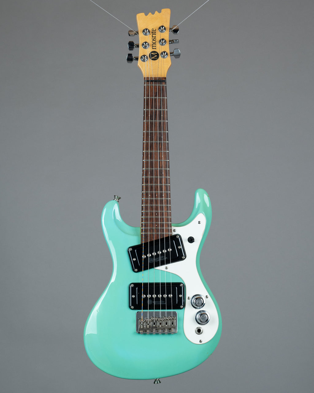 c1990s Mosrite Mini Electric Guitar (Japan, Seafoam Green, Gig Bag)
