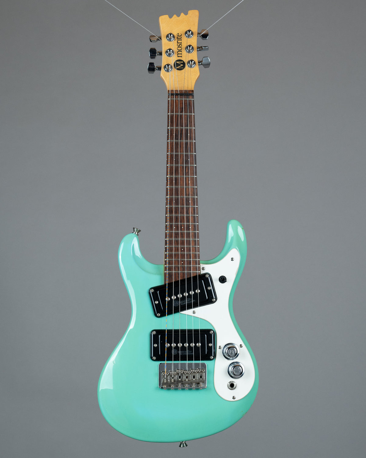 c1990s Mosrite Mini Electric Guitar (Japan, Seafoam Green, Gig Bag)