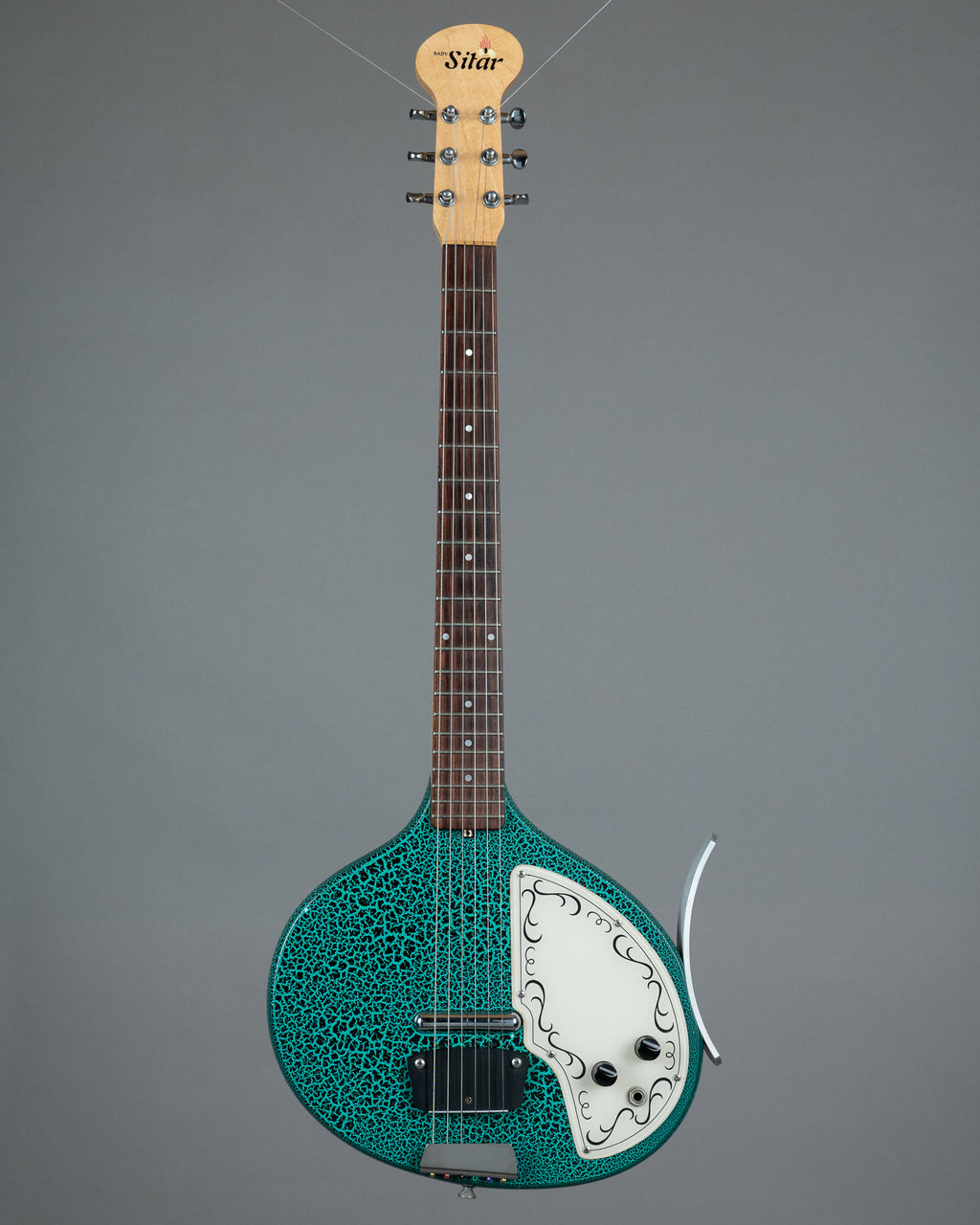 c2000s Jerry Jones "Baby Sitar" (USA, Green Crackle)