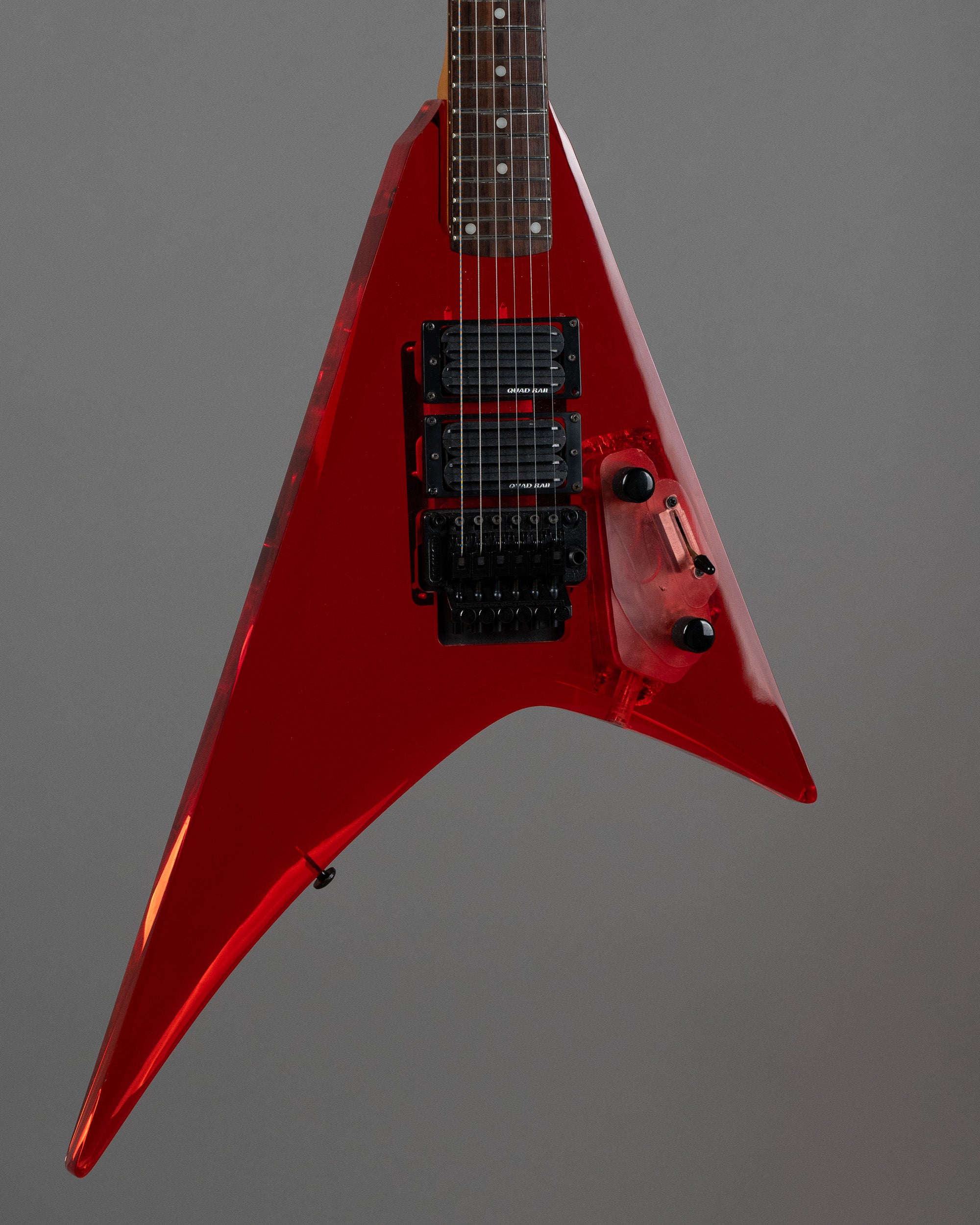 1983 Kramer Vanguard  (Korea, Red Lucite, Epiphone Case)