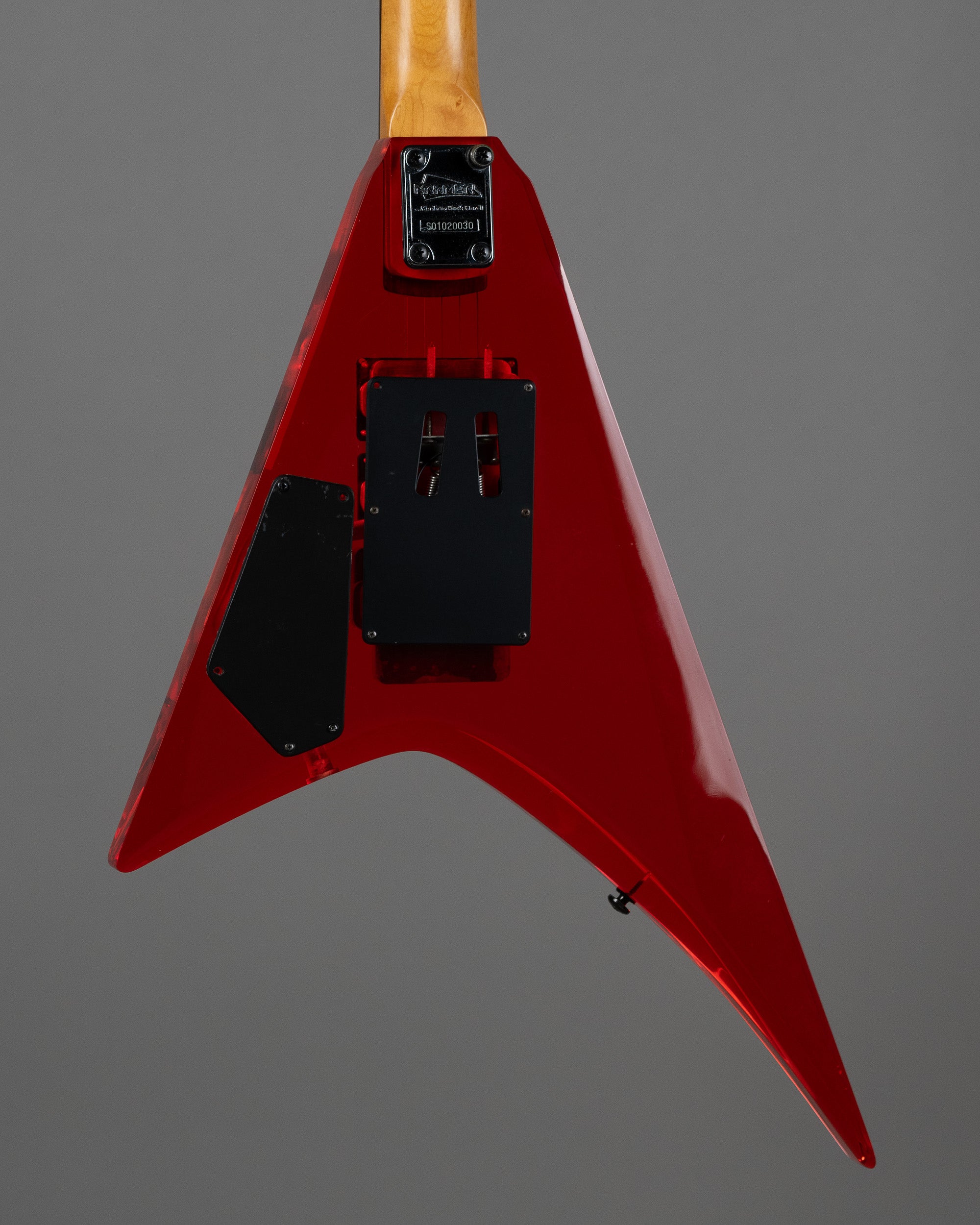 c2000s Kramer Vanguard  (Korea, Red Lucite, Epiphone Case)