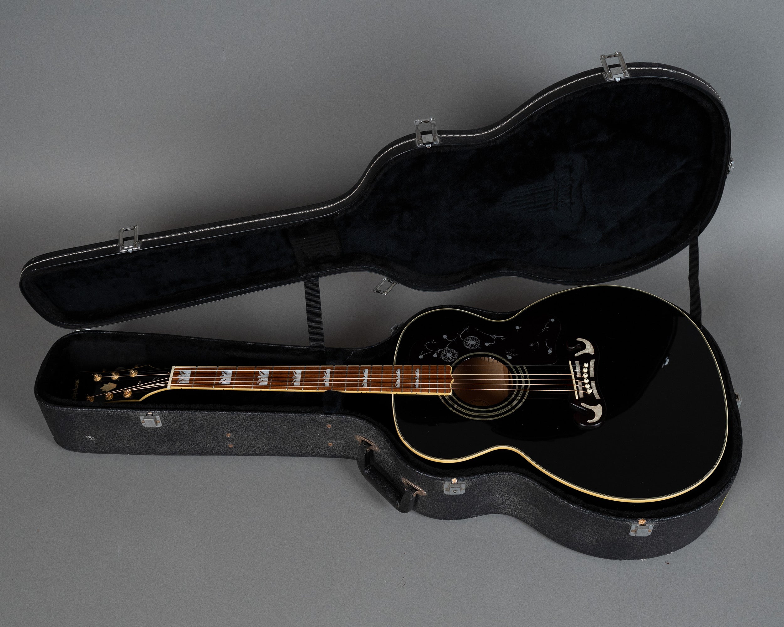 2005 Epiphone EJ-200BK (China, Black, OHSC)