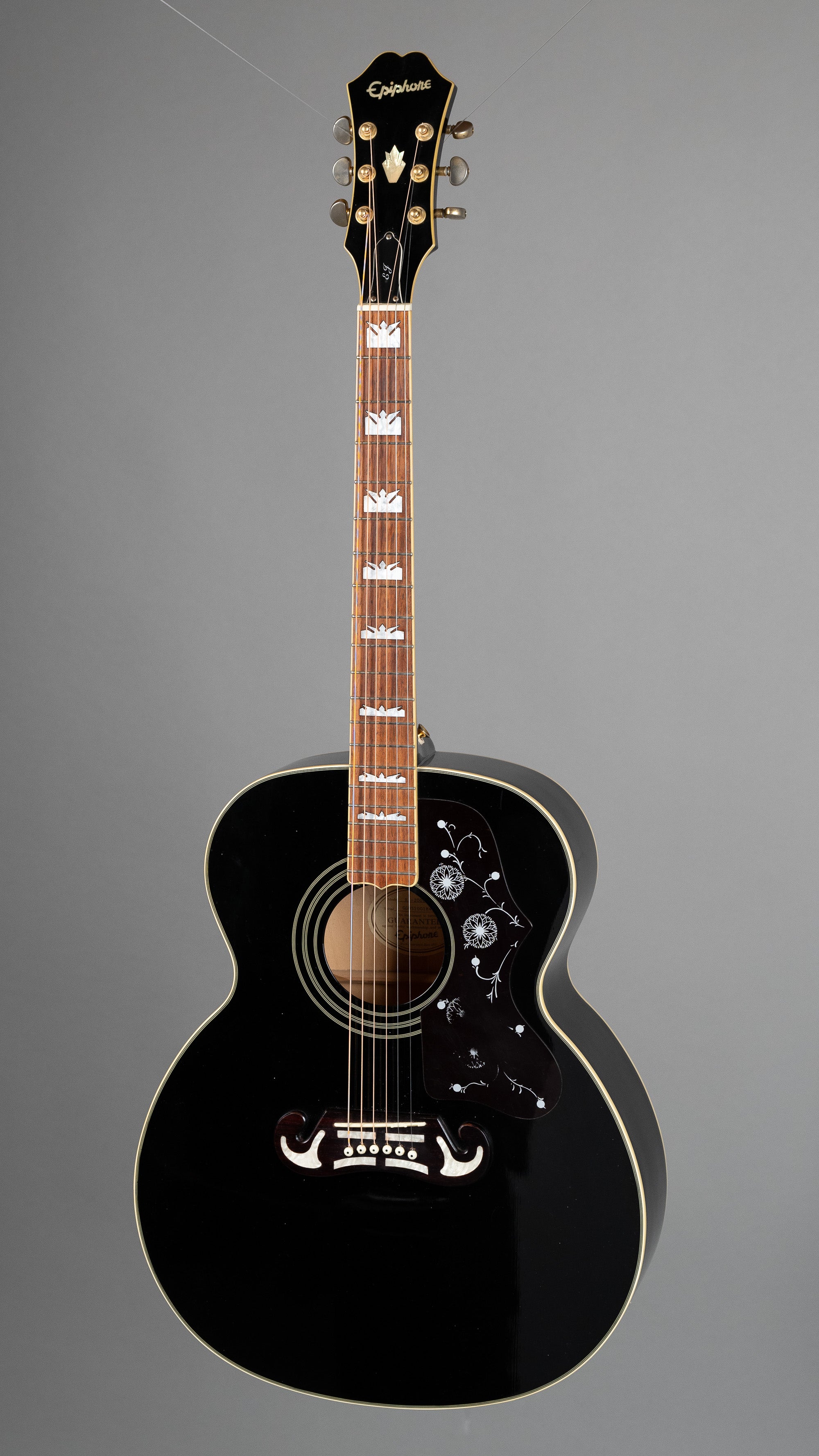 2005 Epiphone EJ-200BK (China, Black, OHSC)