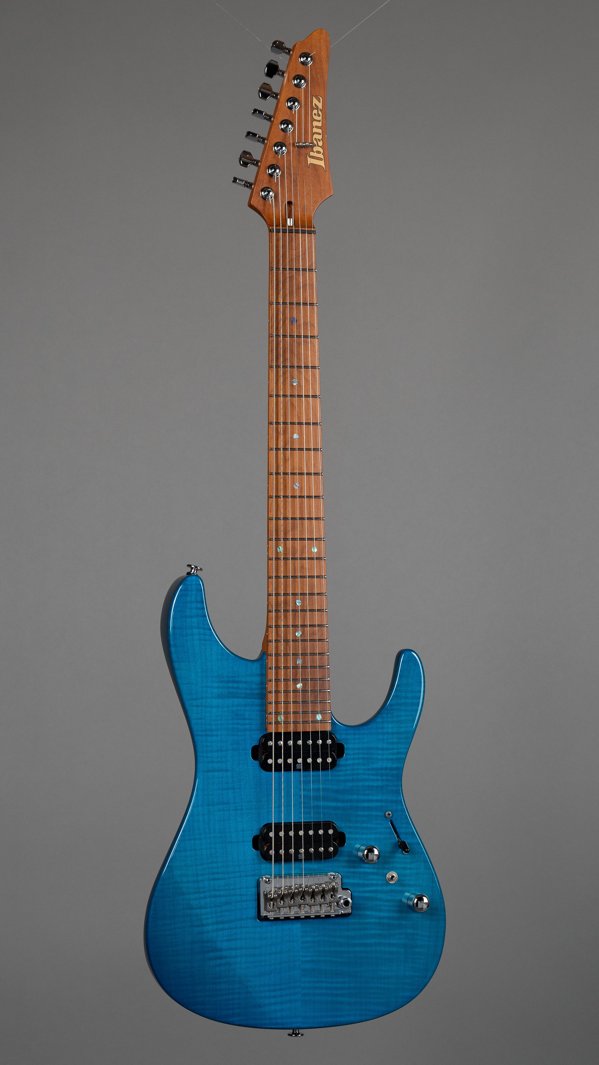 2021 Ibanez Martin Miller MM7-TAB (Japan, Transparent Aqua Blue, OHSC)