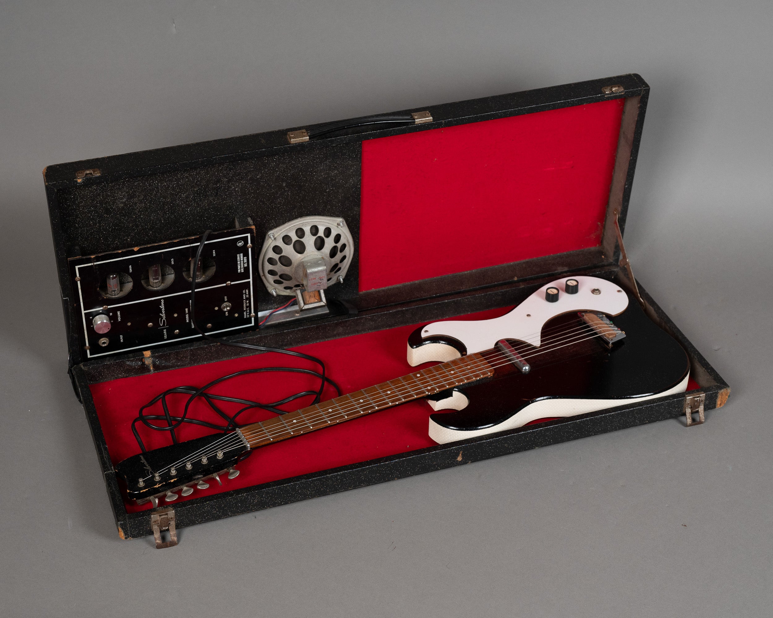 1964 Silvertone 1448 Amp in Case (USA, Black Sparkle, 110V, OHSC)