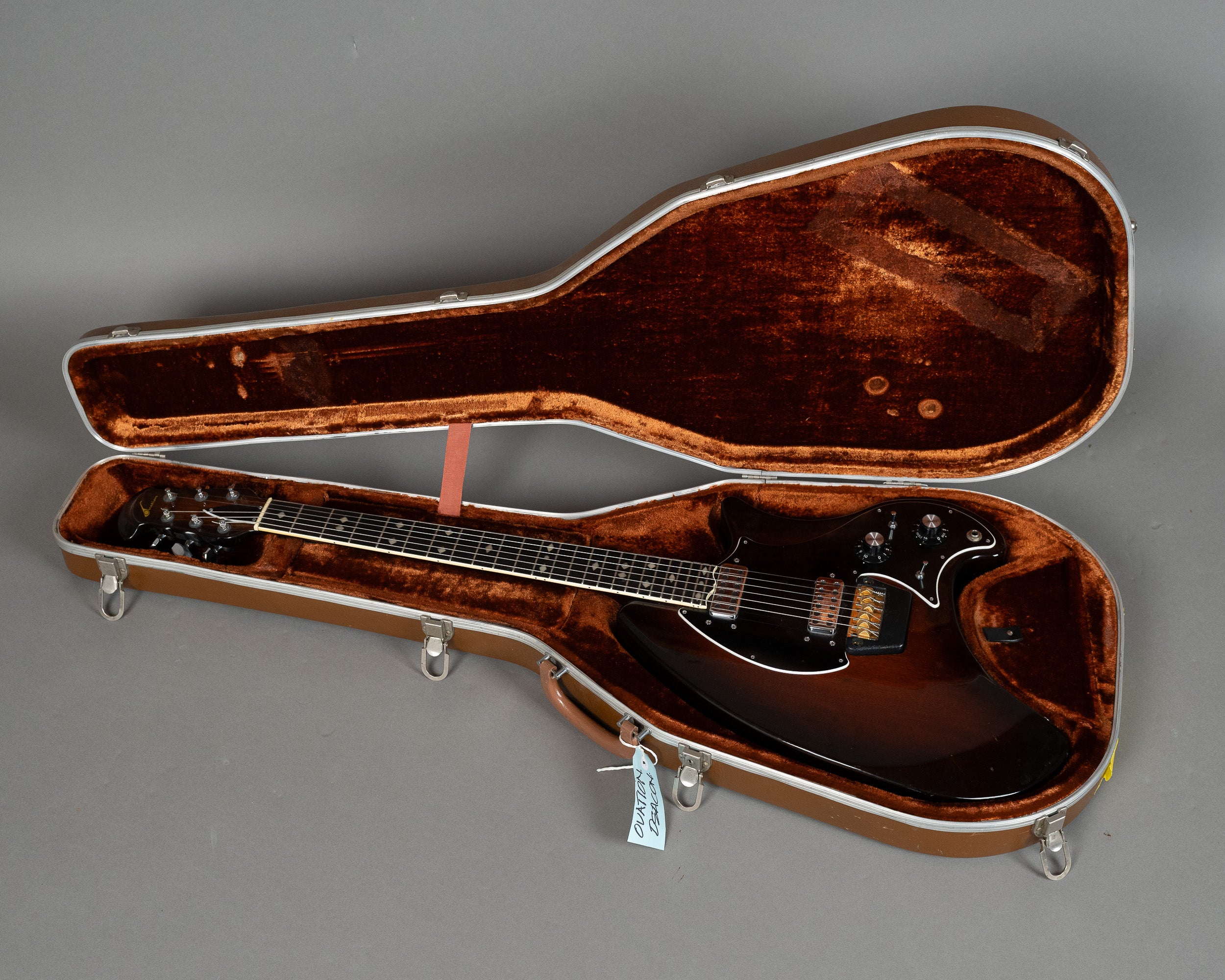 c1975-80 Ovation Deacon (USA, Sunburst, OHSC)