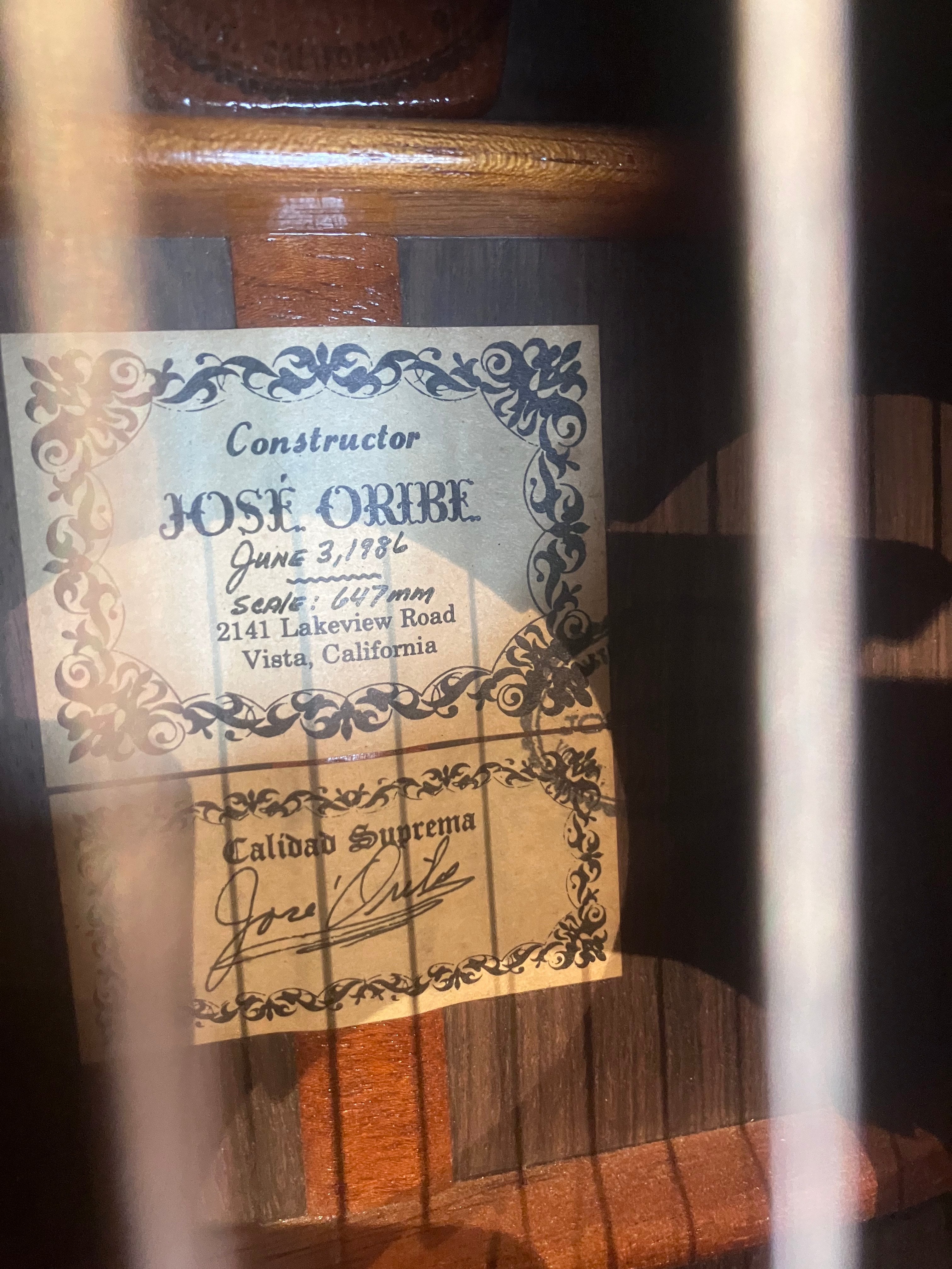 1986 Jose Oribe Calidid Suprema (USA, Cedar Top/Brazilian Rosewood, OHSC)