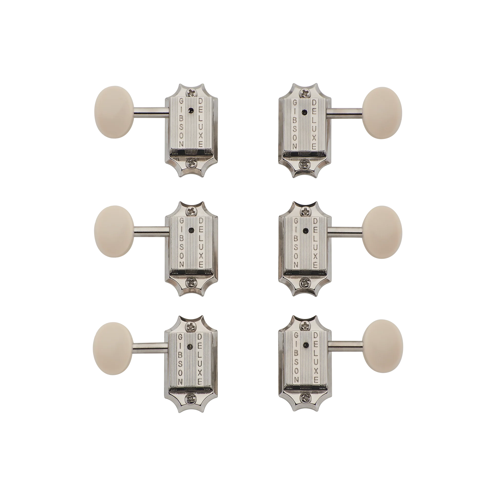 Gibson Deluxe White Button Tuner Set (Vintage Nickel)