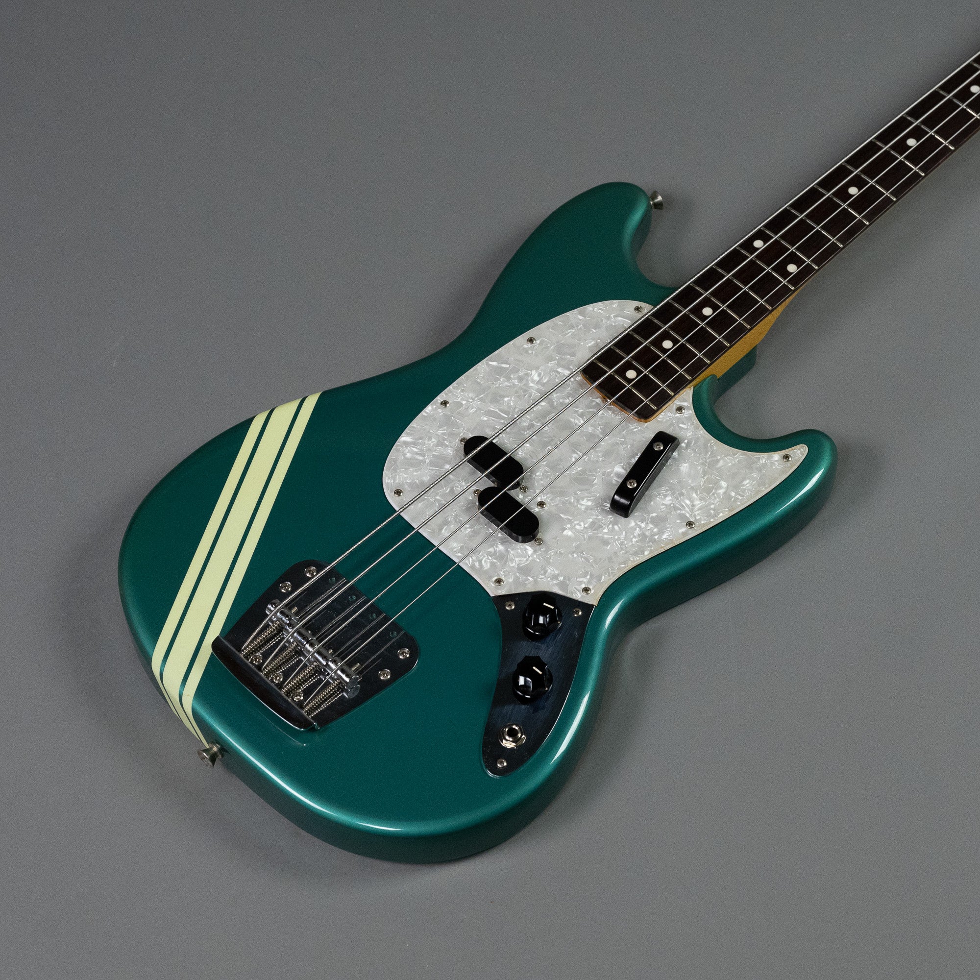 2002 Fender Mustang Bass (Japan, Ocean Turquoise, Comp Stripe)