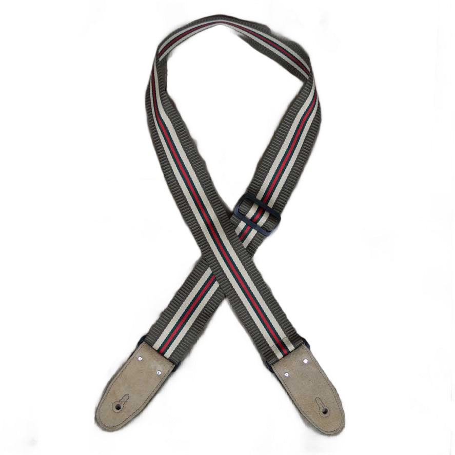 Colonial Leather Striped Webbing Strap - Brown