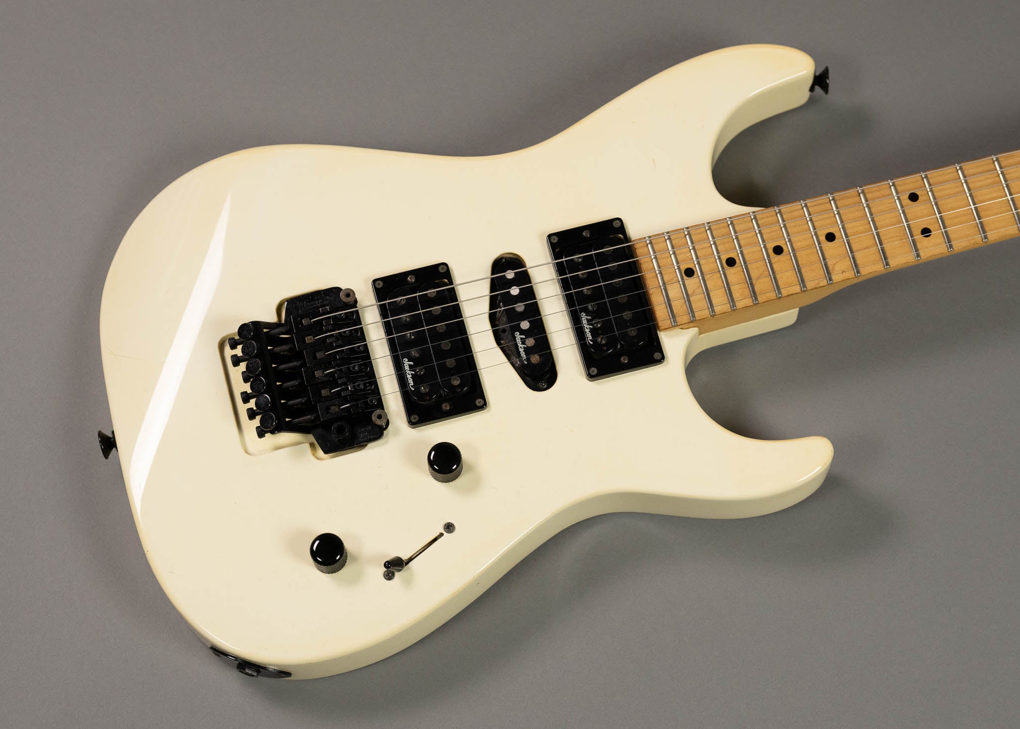 c1989 Charvel Jackson Model HSH Superstrat (Japan, Aged White, Gig Bag)