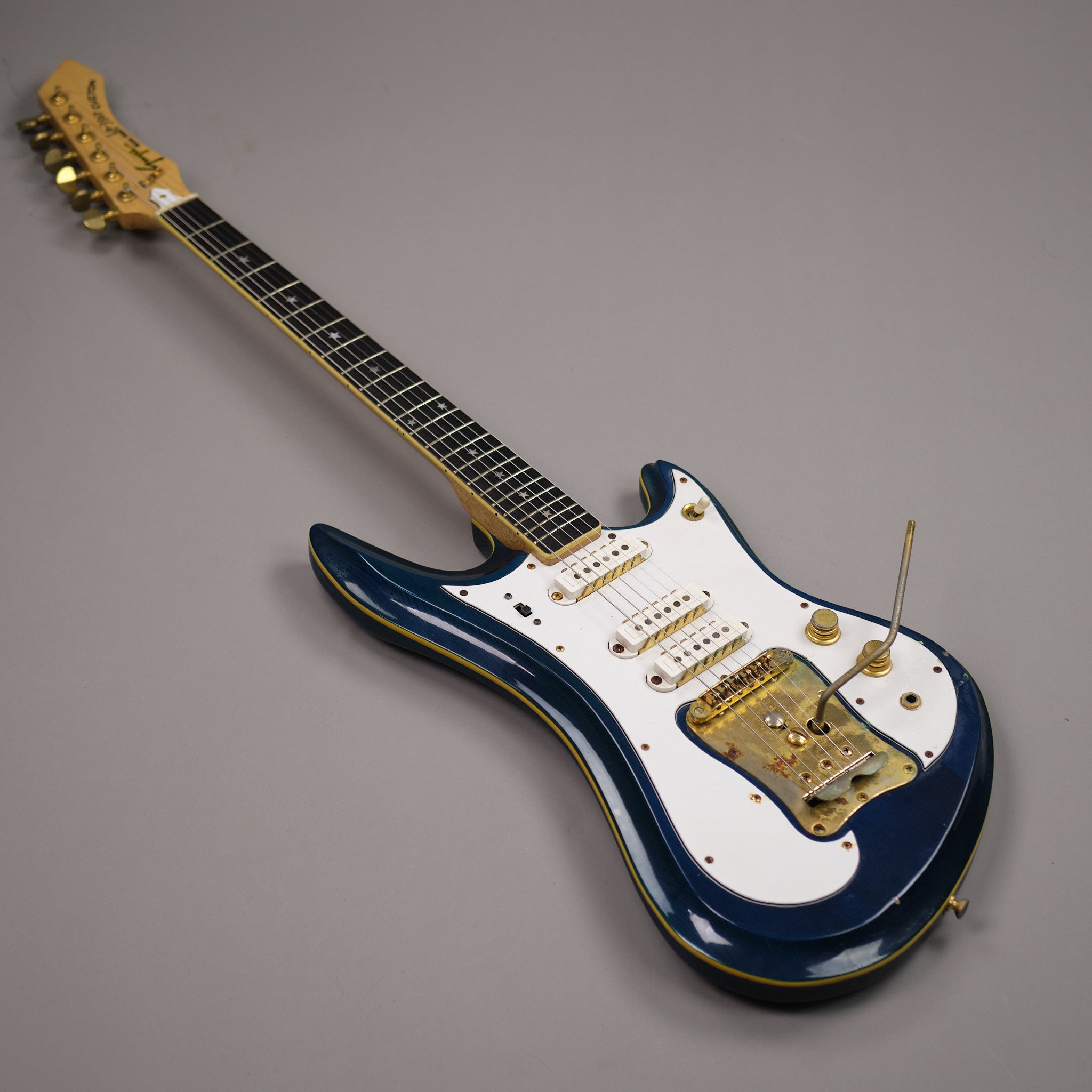 c1970s Guyatone LG-350T 'Sharp 5' Custom (Japan, Transluscent Blue, OHSC)