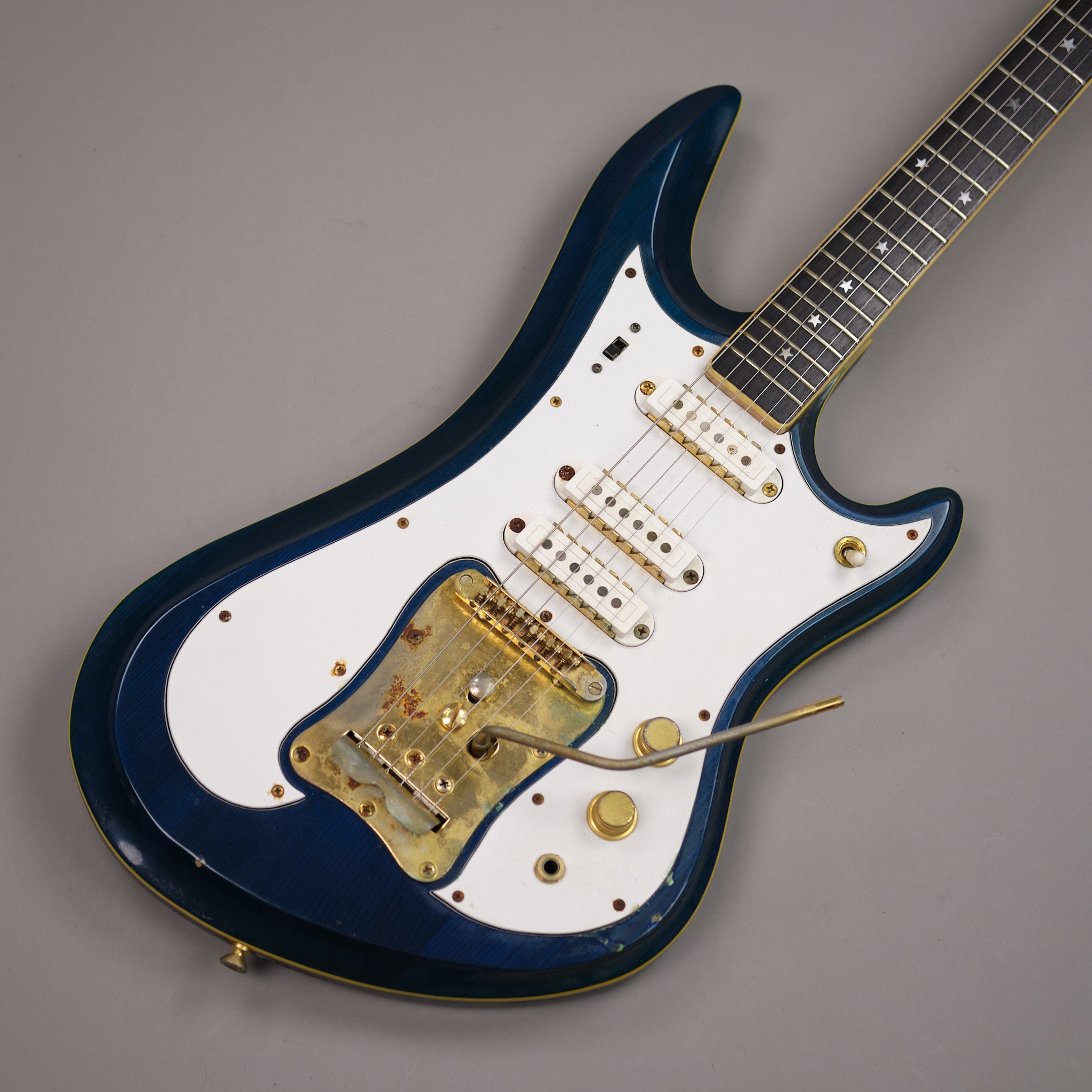 c1970s Guyatone LG-350T 'Sharp 5' Custom (Japan, Transluscent Blue, OHSC)