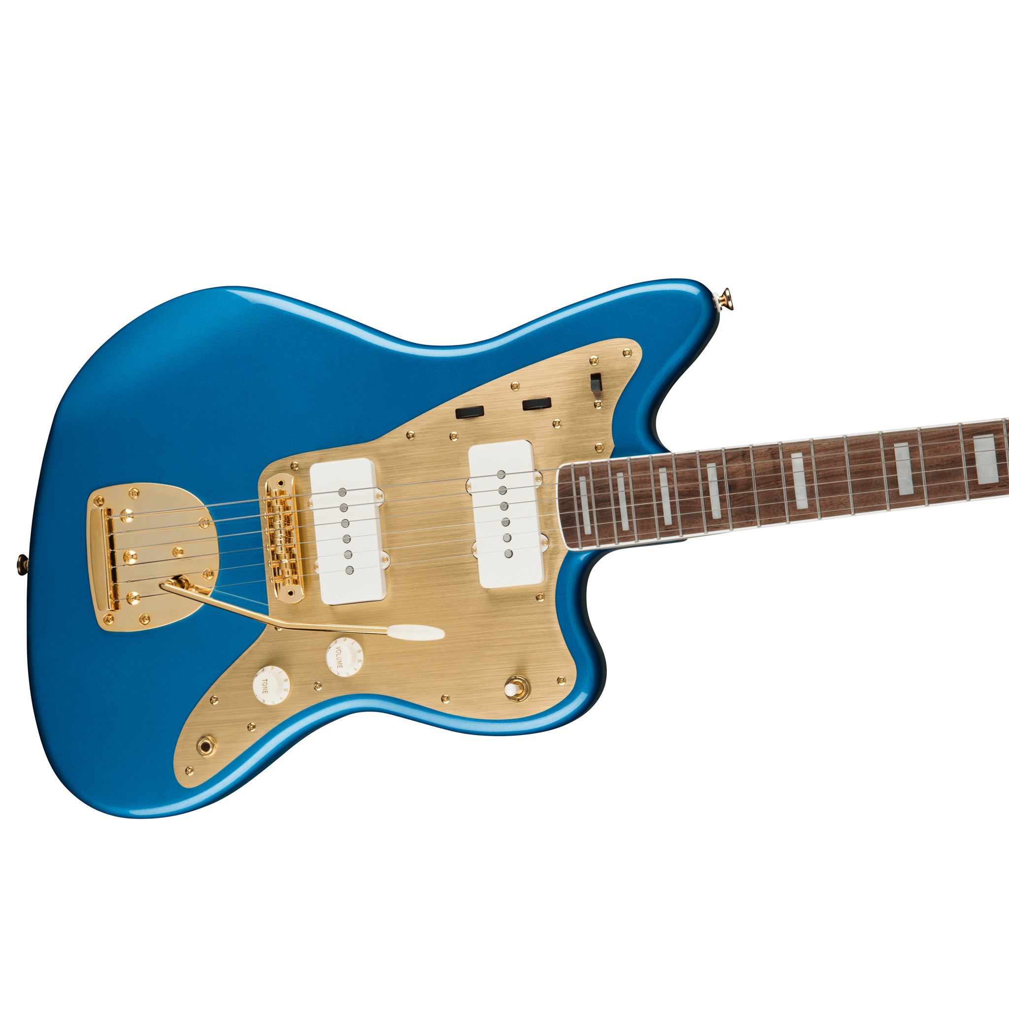 Squier 40th Anniversary Jazzmaster Gold Edition (Laurel Fingerboard, Gold Anodized Pickguard, Lake Placid Blue)