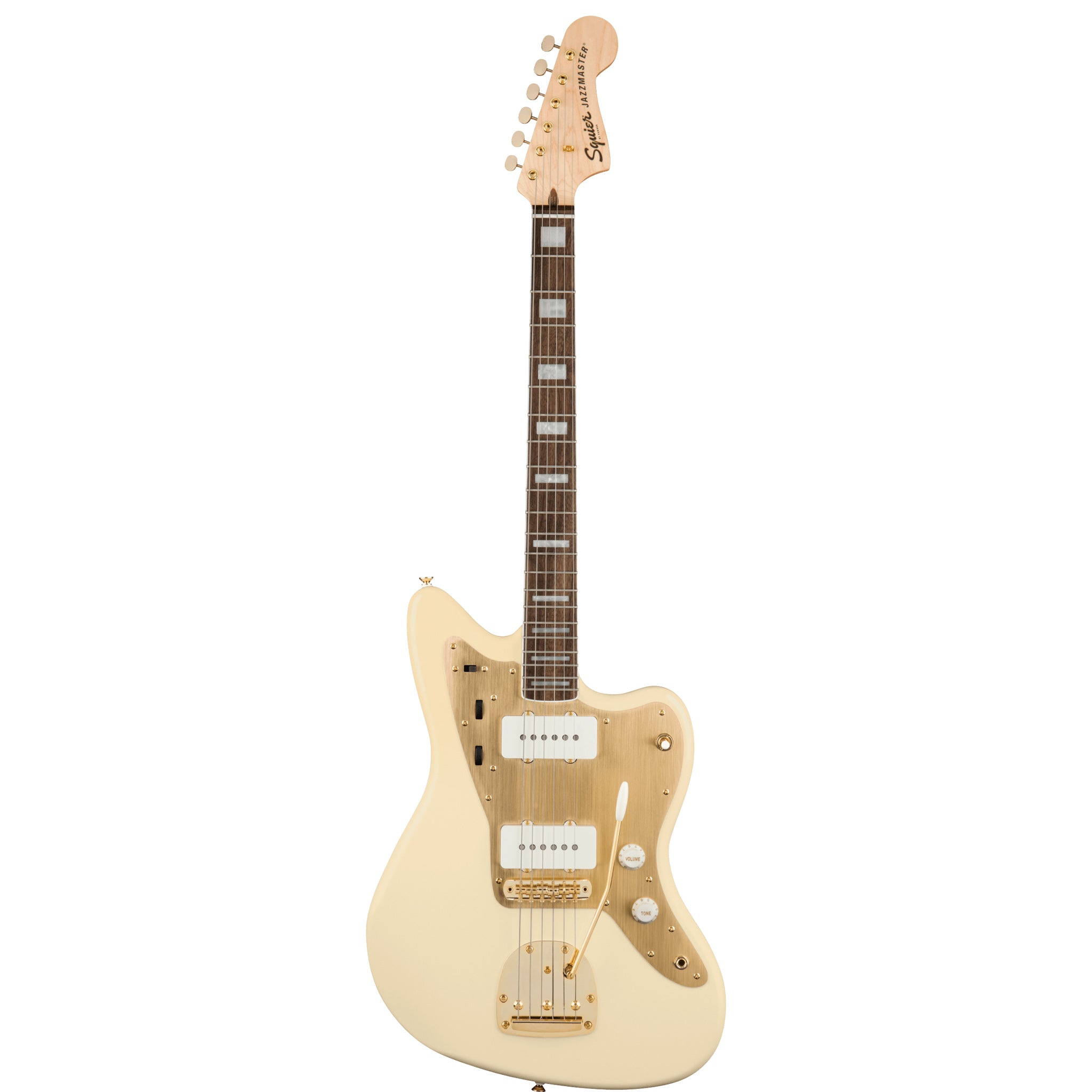 Squier 40th Anniversary Jazzmaster Gold Edition (Laurel Fingerboard, Gold Anodized Pickguard, Olympic White)