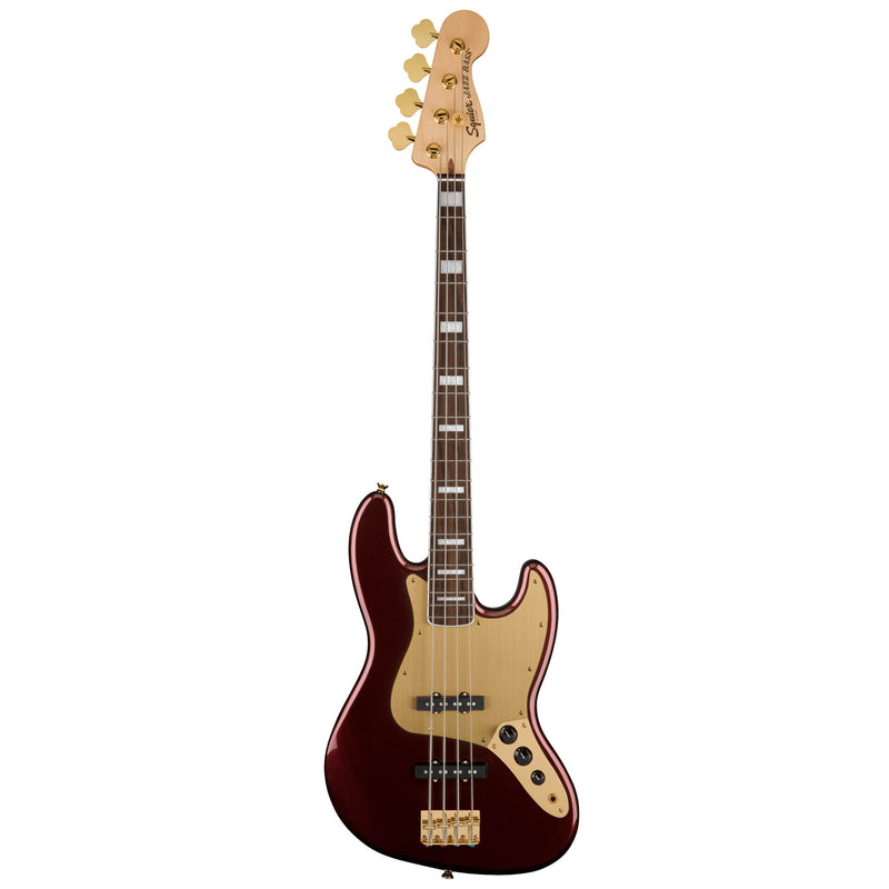 Squier 40th Anniversary Jazz Bass Gold Edition (Laurel Fingerboard, Gold Anodized Pickguard, Ruby Red Metallic)
