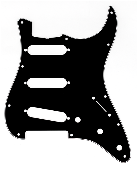 Fender Pickguard, Stratocaster S/S/S, (with Truss Rod Notch), 11-Hole Vintage Mount, Black, 3-Ply