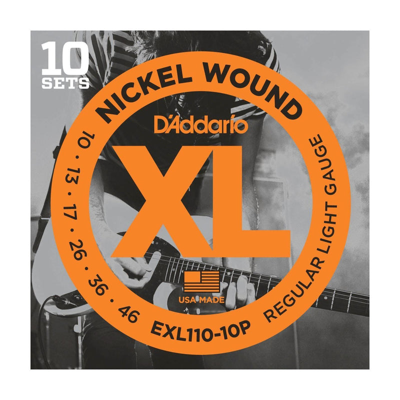 D'Addario XL Nickel Wound Electric Guitar Strings - 10 Pack