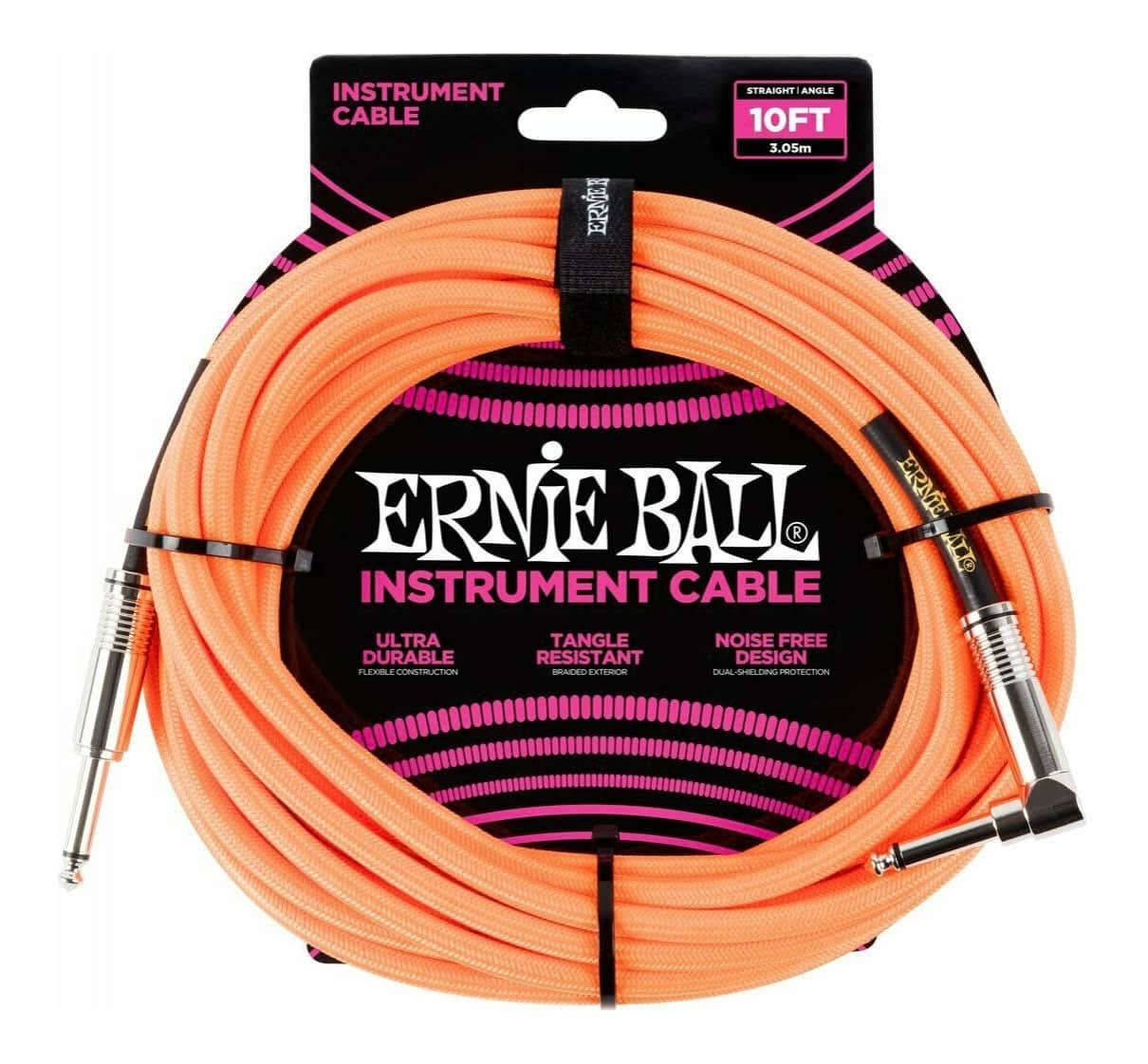 Ernie Ball 10ft Braided Straight Angle Instrument Cable (Various)