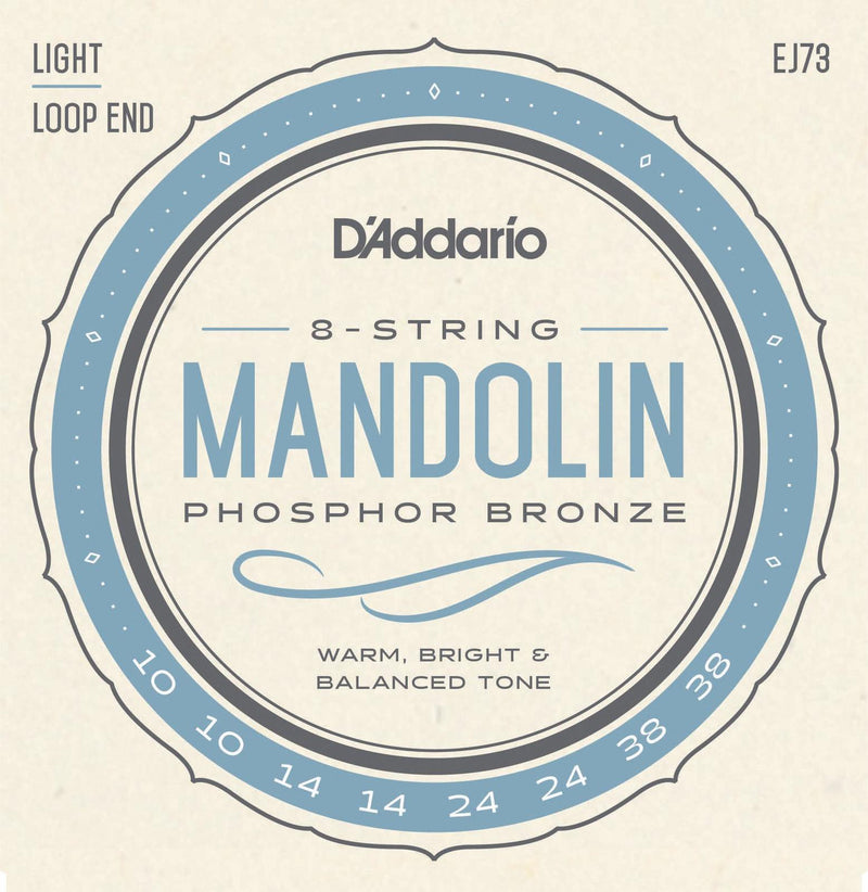 EJ73 D'Addario EJ73 Mandolin Strings, Phosphor Bronze, Light, 10-38