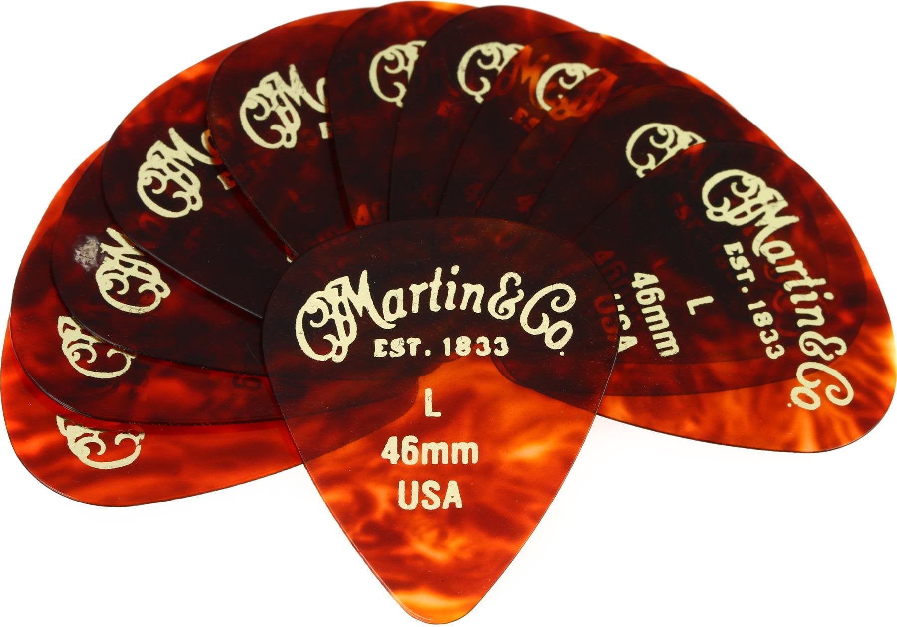 Martin Celluloid Picks (12 Pack, Faux Tortoiseshell)