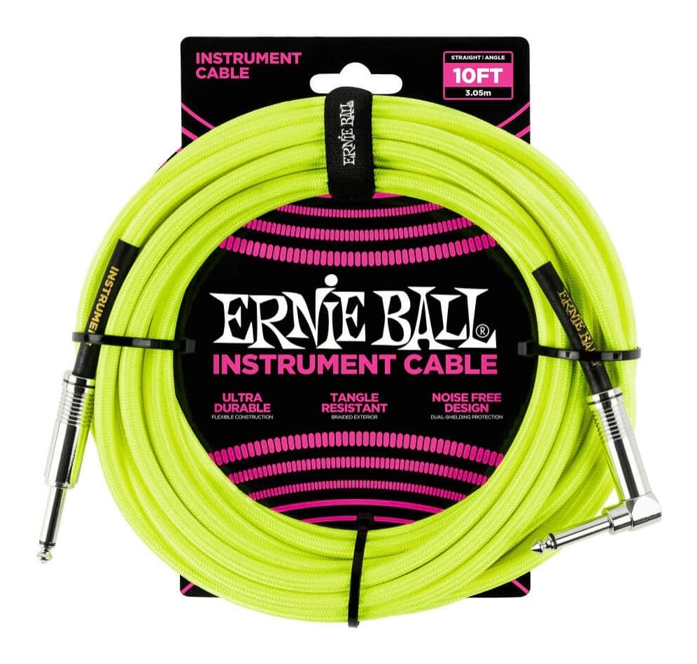 Ernie Ball 10ft Braided Straight Angle Instrument Cable (Various)