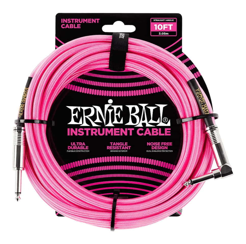 Ernie Ball 10ft Braided Straight Angle Instrument Cable (Various)